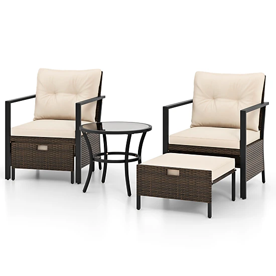 LJG 4 Piece Outdoor Furniture Set with Glass Topped Coffee Table