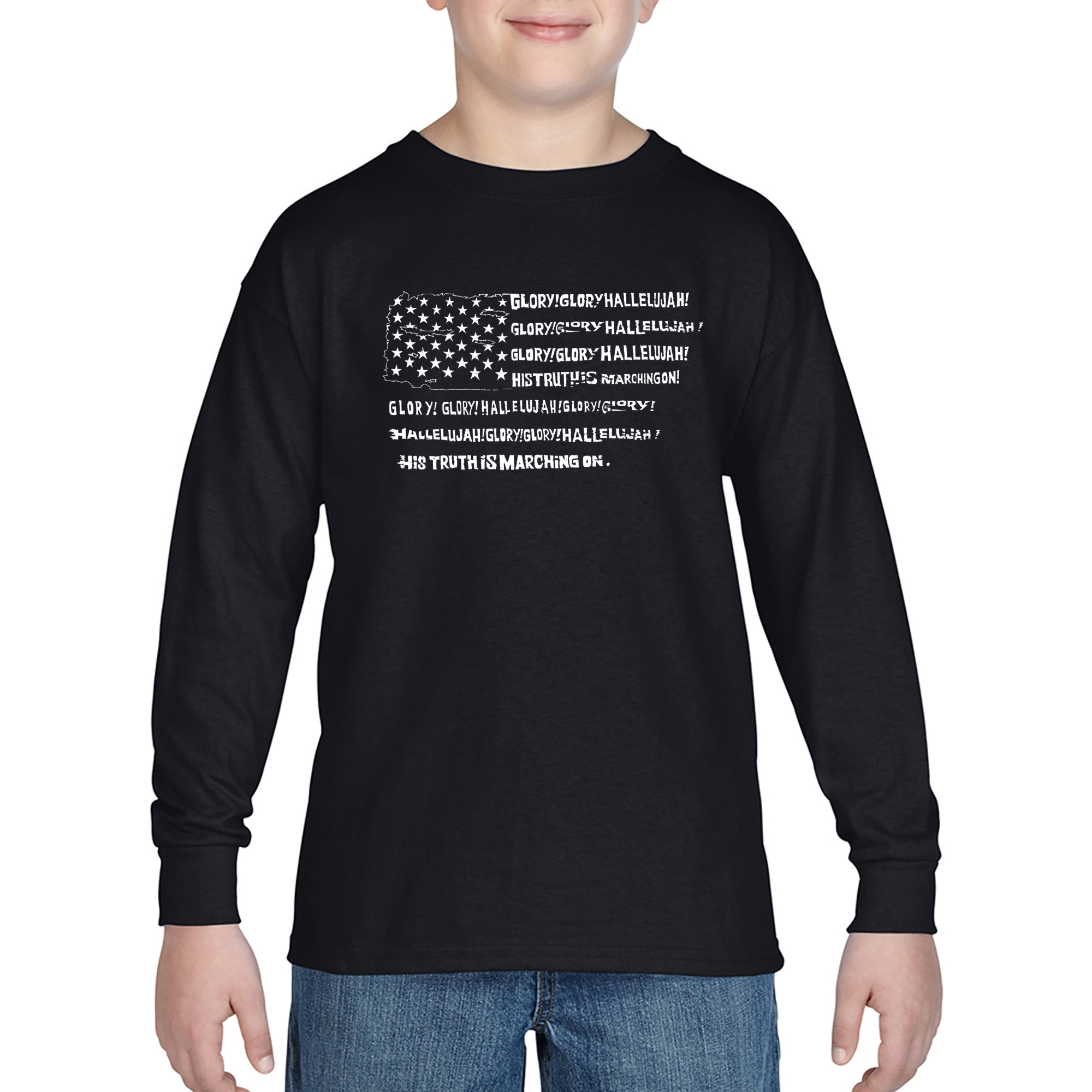 LA Pop Art Boys Long Sleeve T-Shirt -  Glory Hallelujah Flag