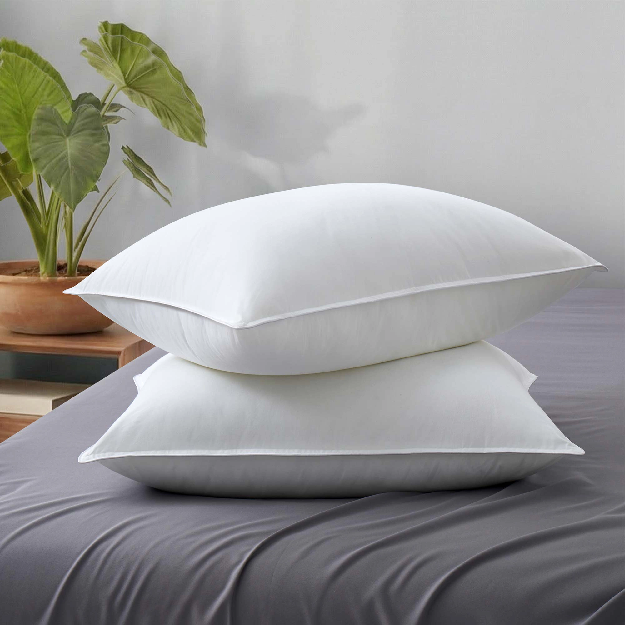PeaceNest Down Alternative Bed Pillows with Cotton Shell,Set of 2