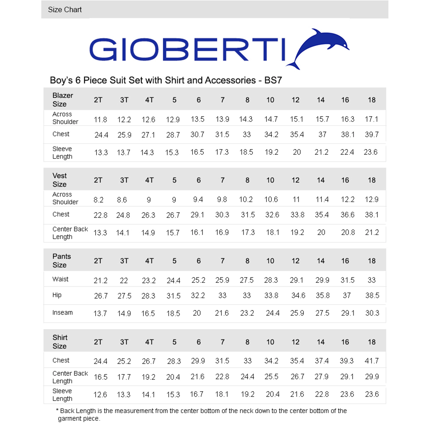 Gioberti Boy's Formal 6 Piece Suit Set