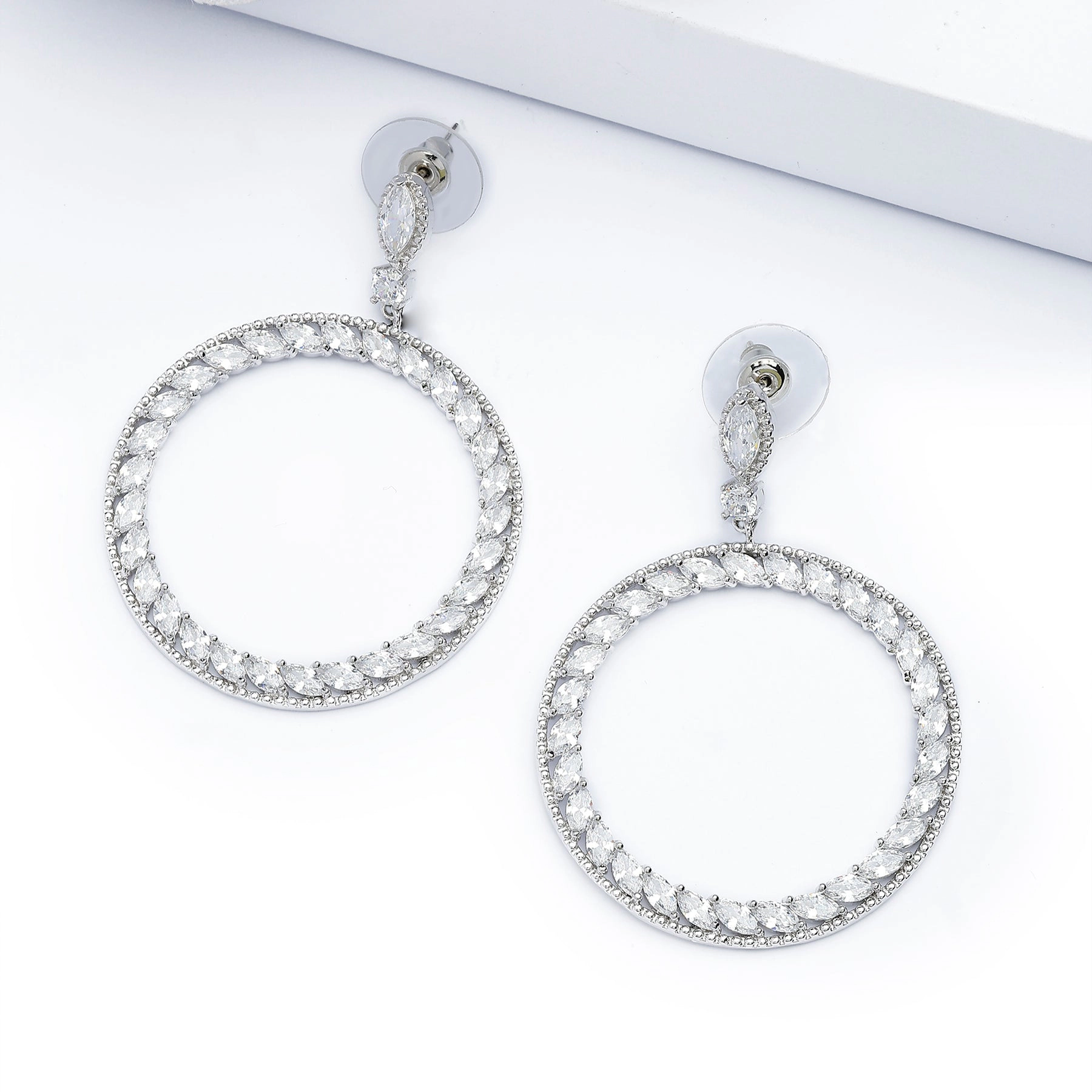 AGP PARIS Womens Dazzling Hoop Drop Earrings