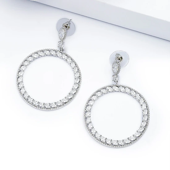 AGP PARIS Womens Dazzling Hoop Drop Earrings