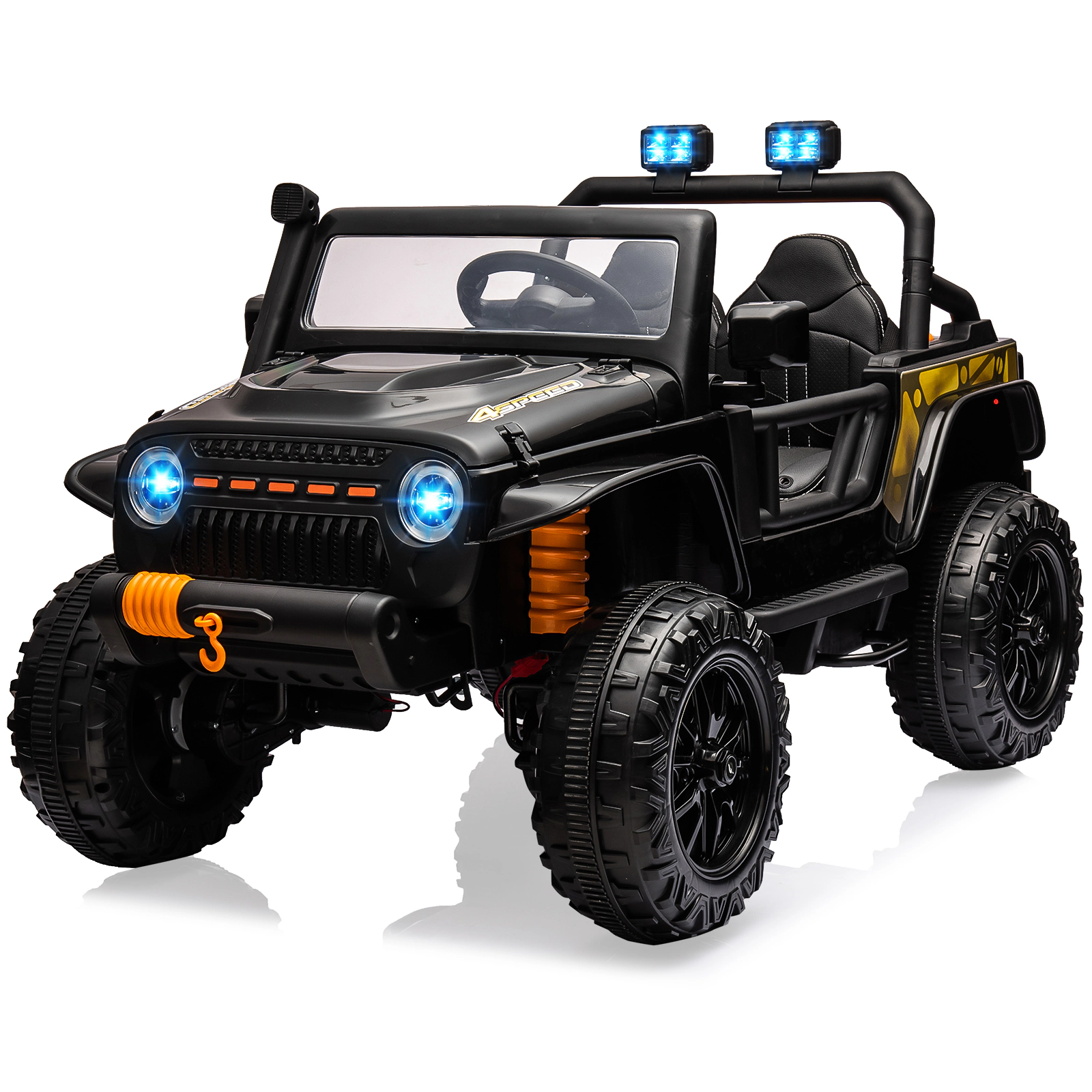 Enjyam 24V 2-Seater Kids Ride On Truck, 4WD Electric Car w/Remote, 4×55W Motors, Suspension, LED Lights, Music
