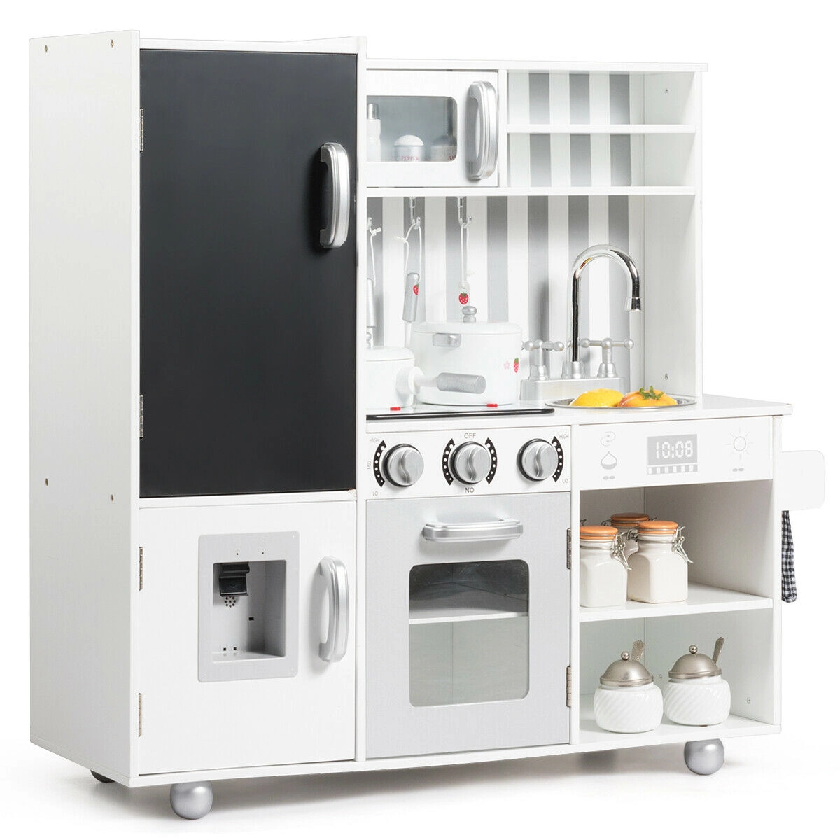 Hivvago Wooden Pretend Play Kitchen Sets with Simulated Sound