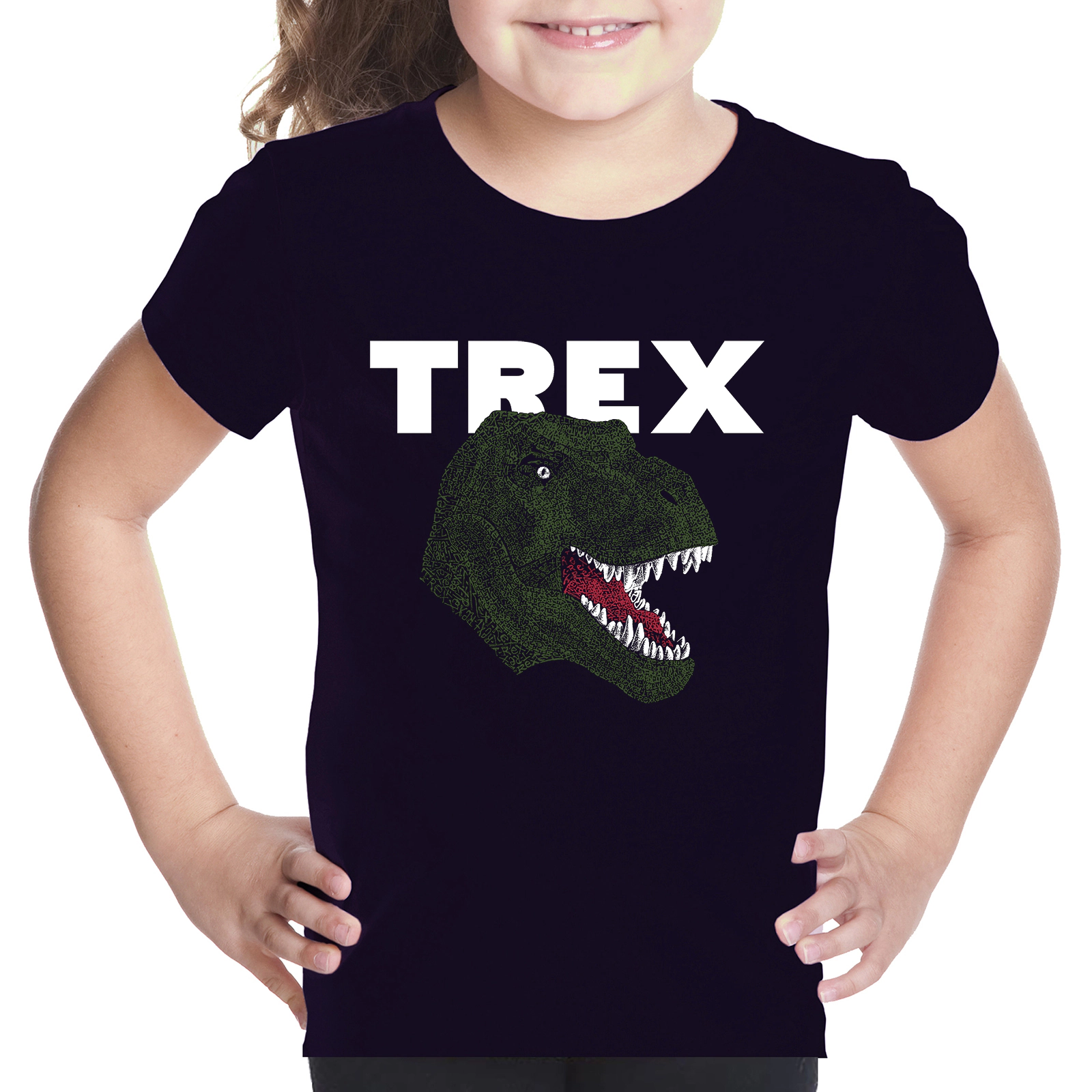 LA Pop Art Girls Word T-Shirt - T-Rex Head