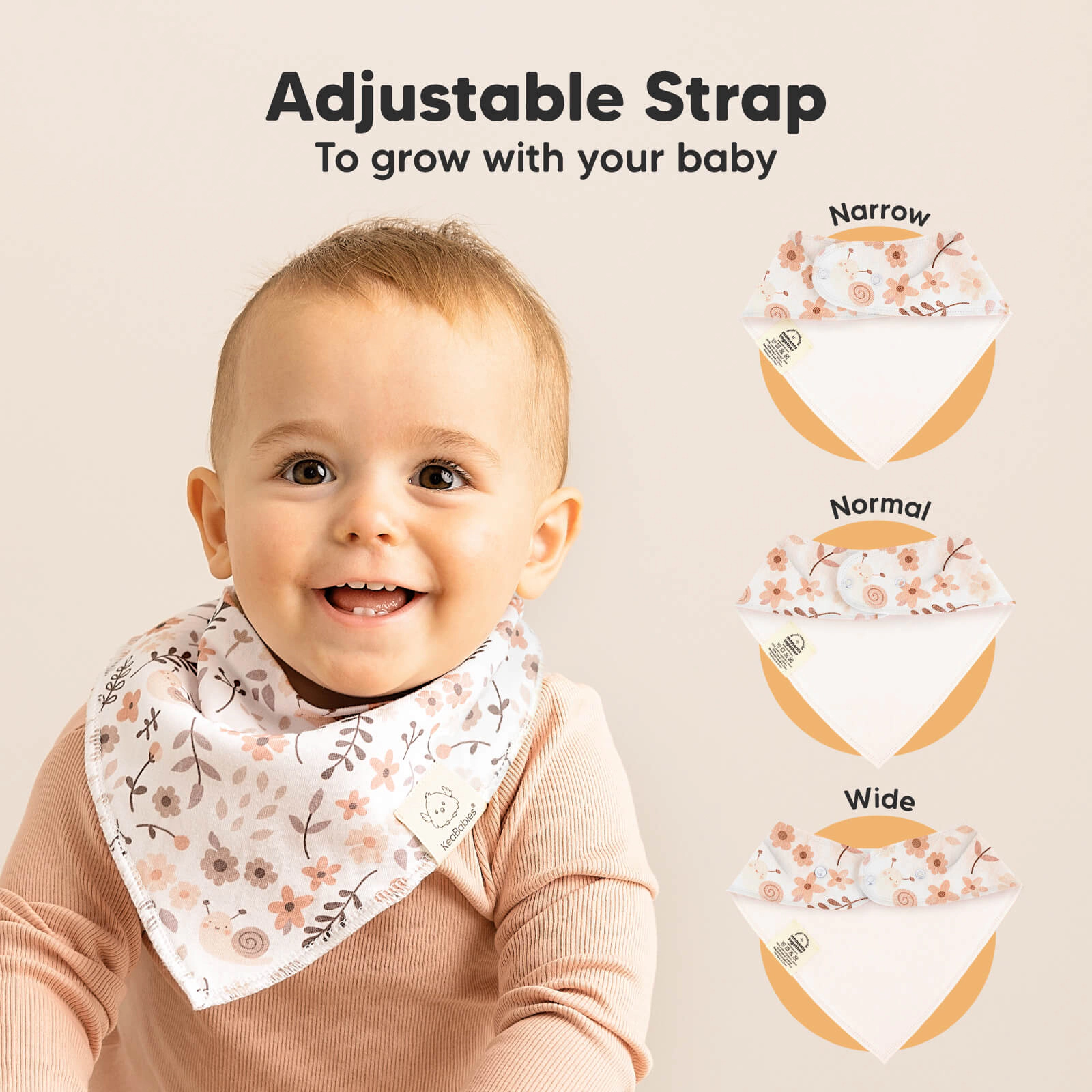 KeaBabies 8-Pack Organic Bandana Bibs for Baby Girls, Boys