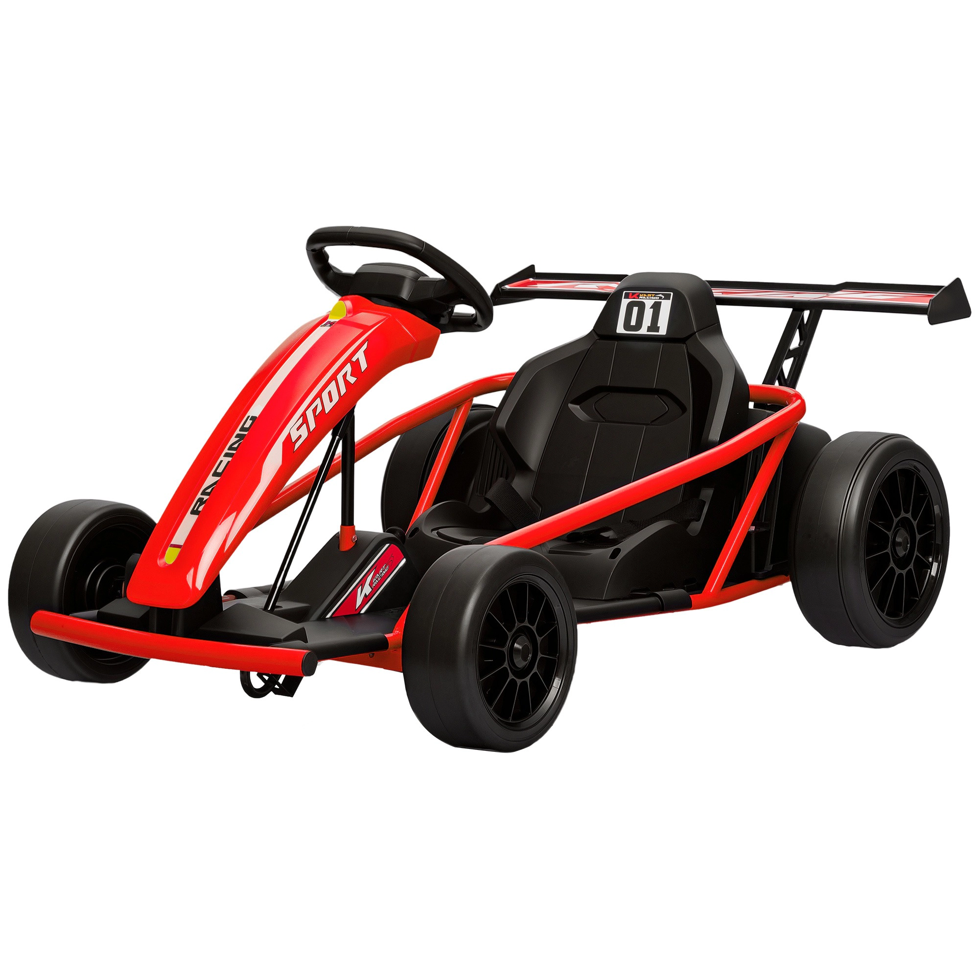 HONGGE Qaba 24V 7AH Kids Electric Go Kart, 8.1 MPH Battery Powered Drift Kart with Dual Motors