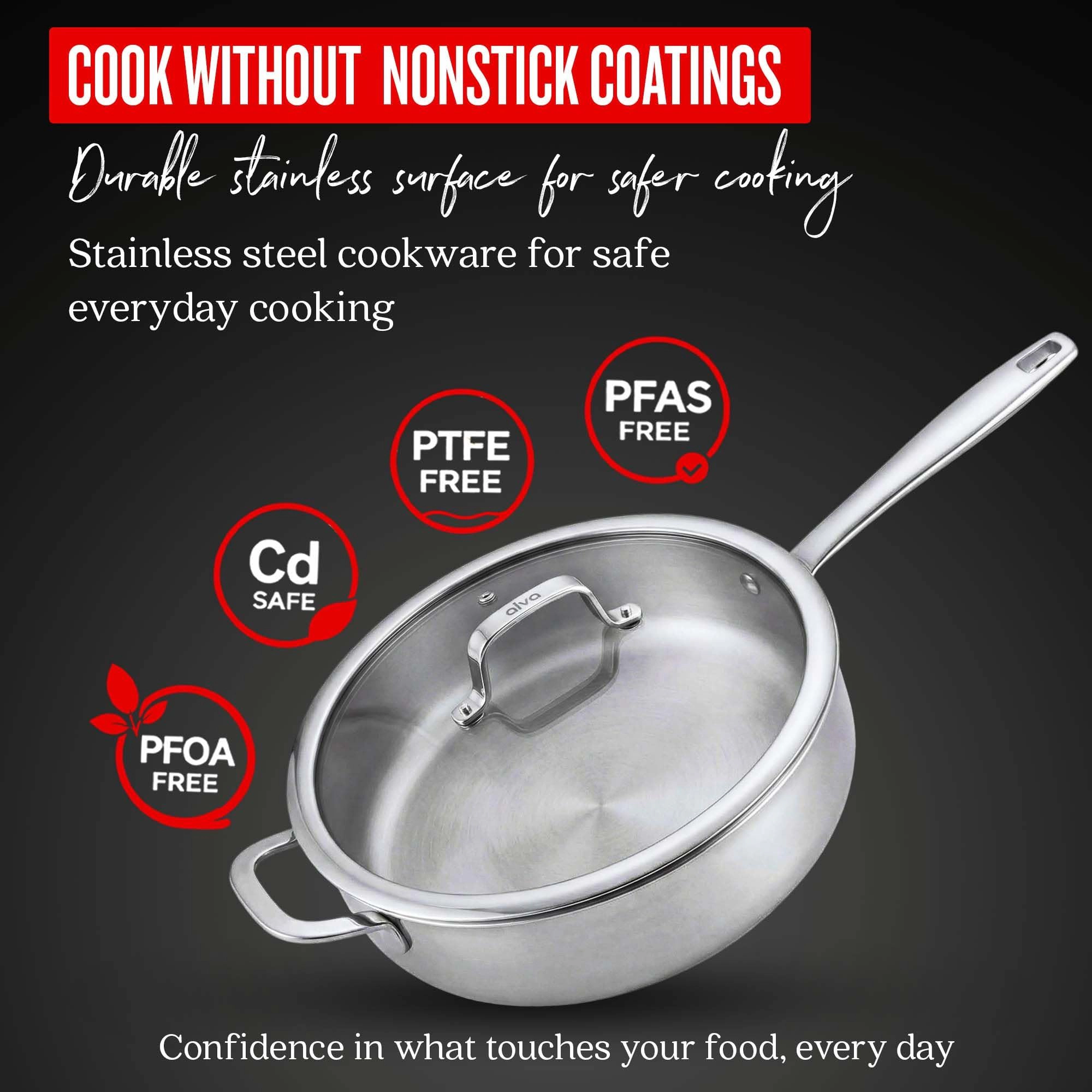 Alva Maestro 11-Inch 4-Quart 5-Ply Stainless Steel Sauté Pan with Lid