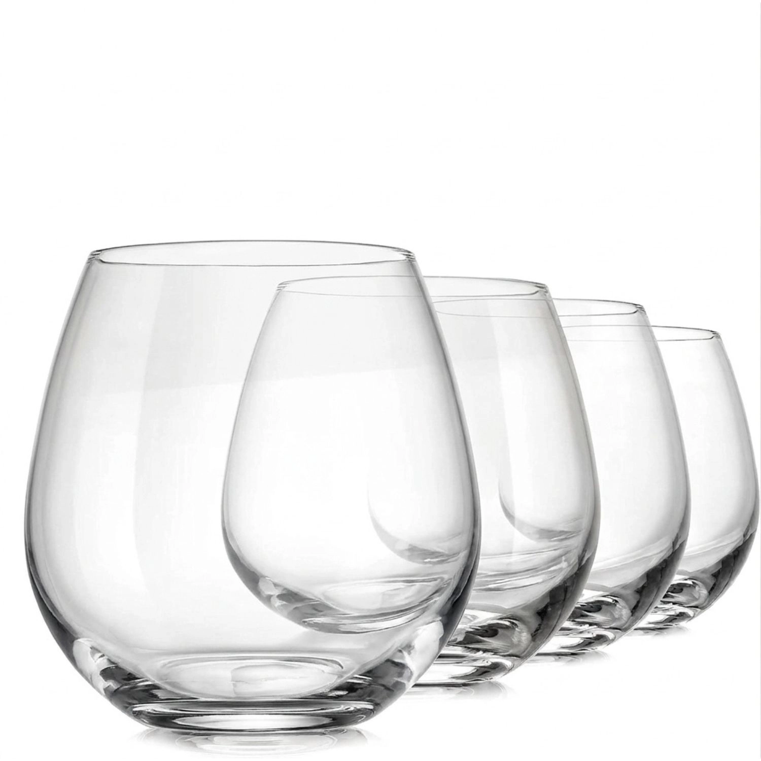 Zulay Kitchen Premium Class Stemless Wine Glasses Set of 4 - 14.5 Ounce Stemless Wine Glass Set For Red & White Wine