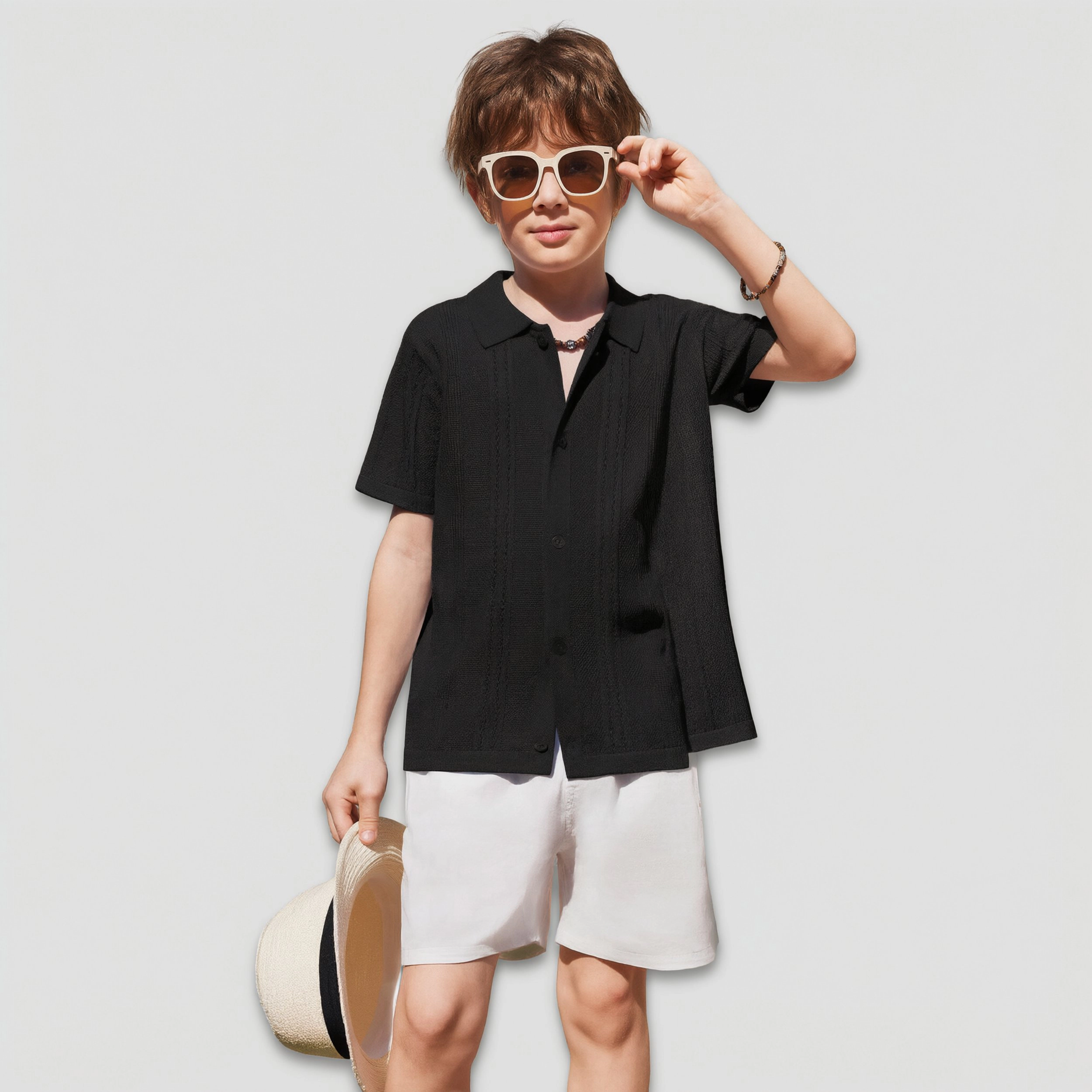 Arshiner Boys Button Down Shirt Short Sleeve Knit Fashion Casual Beach Shirts For Kids