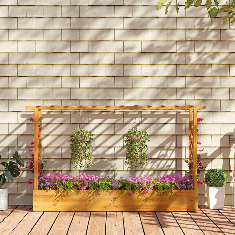 Hivvago 45 Inch Wooden Raised Garden Bed with Lattice Trellis for Outdoor