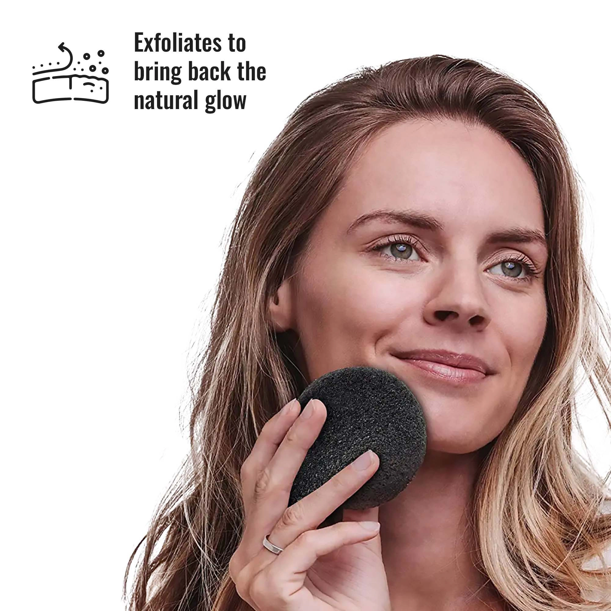 Pursonic Unisex Natural Skincare Cleansing Sponge – Bamboo Charcoal Konjac Facial Exfoliating Sponge