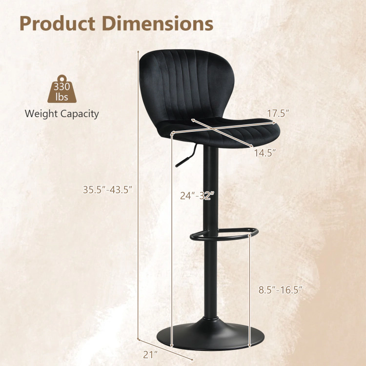Hivvago Adjustable Counter Height Chairs Set Of 4 With Velvet Upholstered Backrests