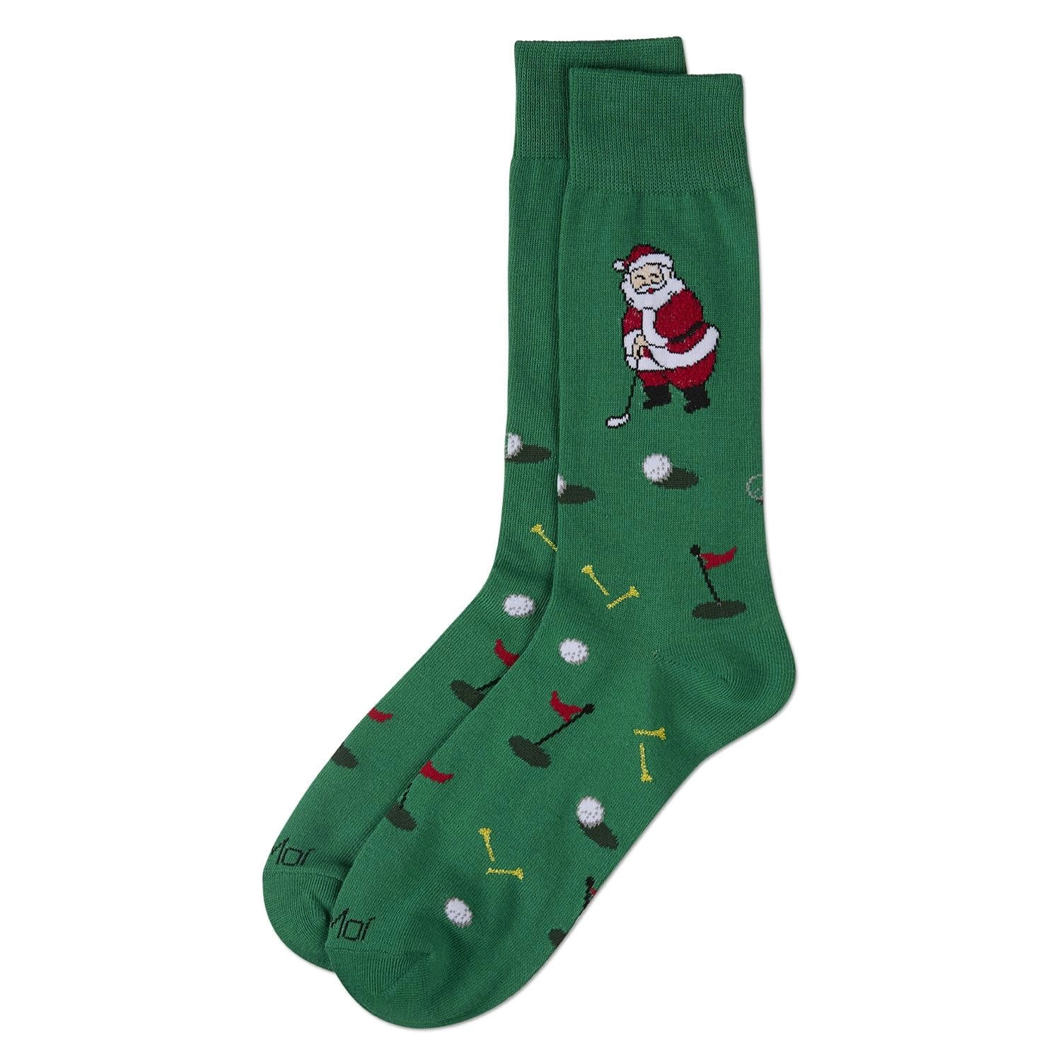 Memoi Men's Golfer Santa Holiday Crew Socks