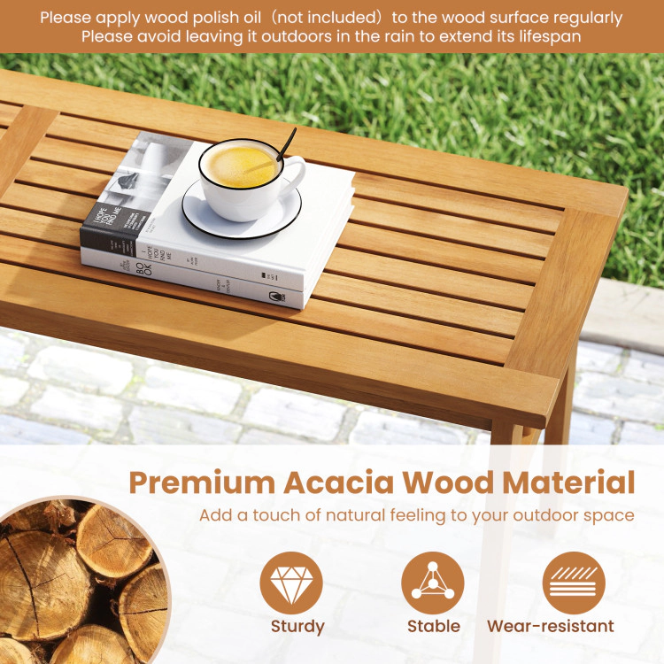 Hivvago 3 Pieces Patio Dining Set Acacia Wood Outdoor Rectangular Picnic Table And 2 Benches