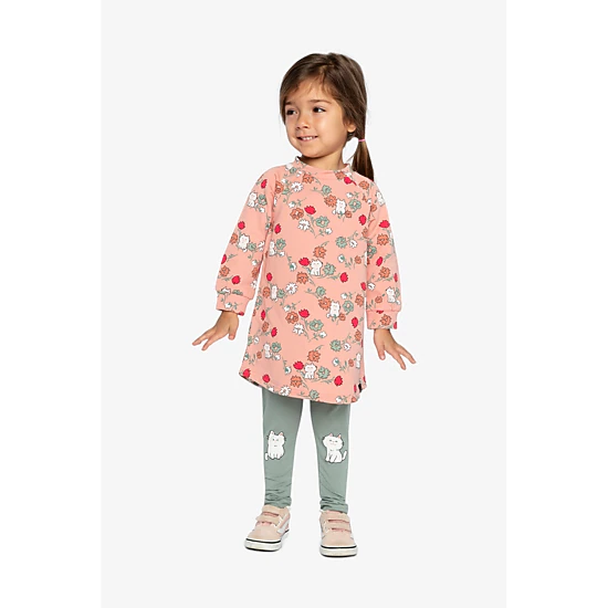Deux par Deux Girls Cat Print French Terry Dress