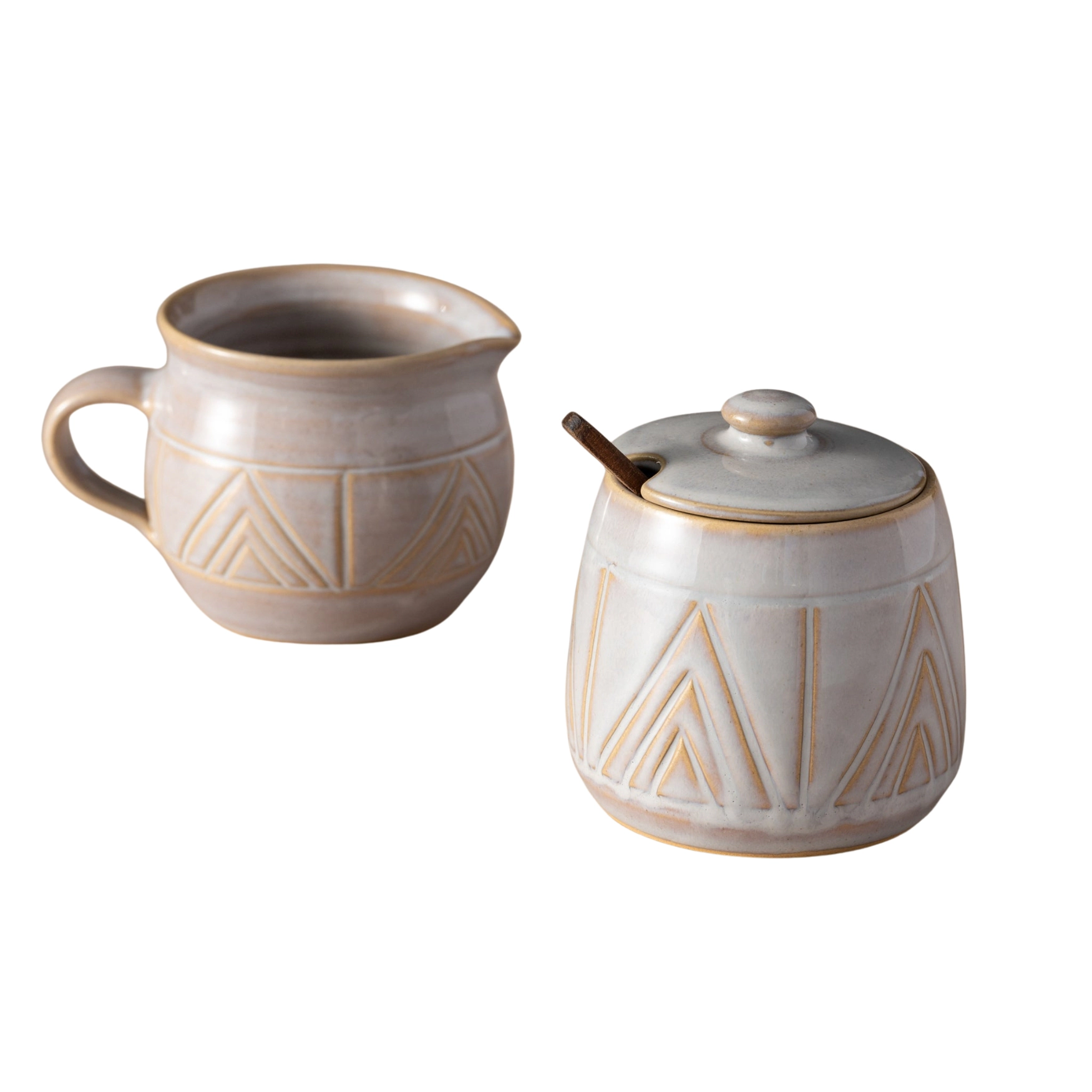 Ten Thousand Villages Mountain Peaks Ceramic Cream and Sugar Set