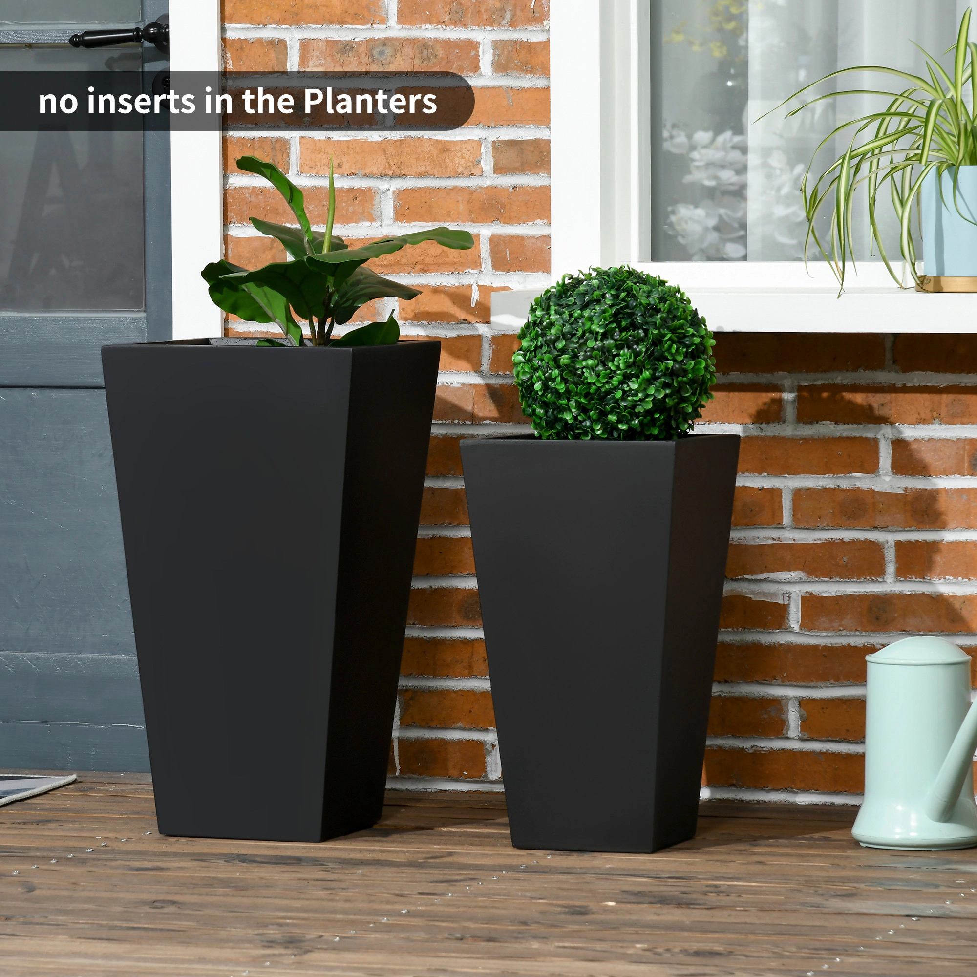 HONGGE 2-Pack Outdoor Planter Set Flower Pots with Drainage Holes Durable & Stackable Plant Pot 22in 18in for Porch