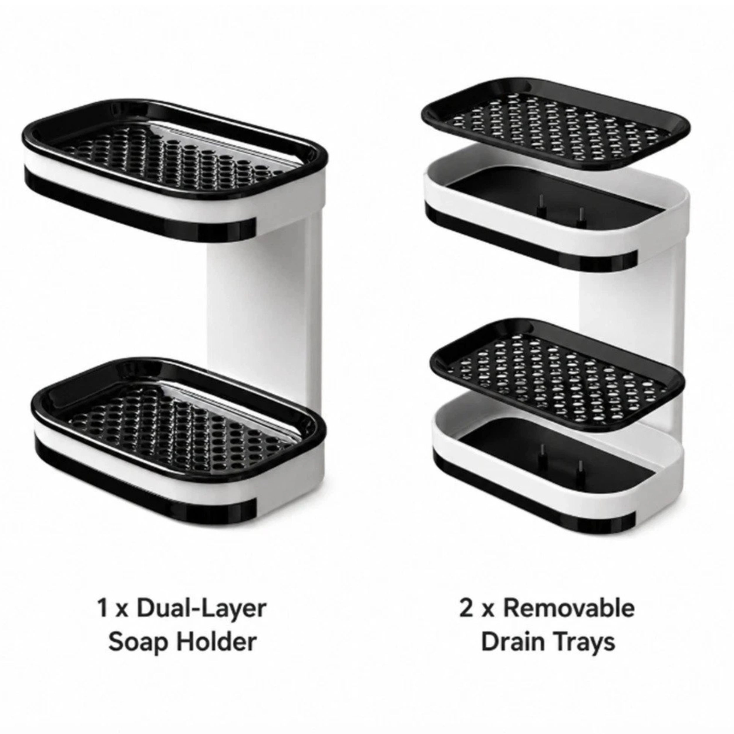 Home Collection Wall Mounted Double Layer Soap Dish Drain Tray Bathroom Holder