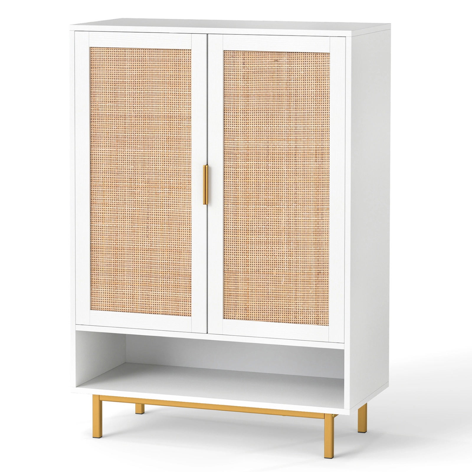 SUGIFT 43-in Tall 6-Tier Shoe Cabinet with Double Doors and Open Compartment 135-lb Capacity White