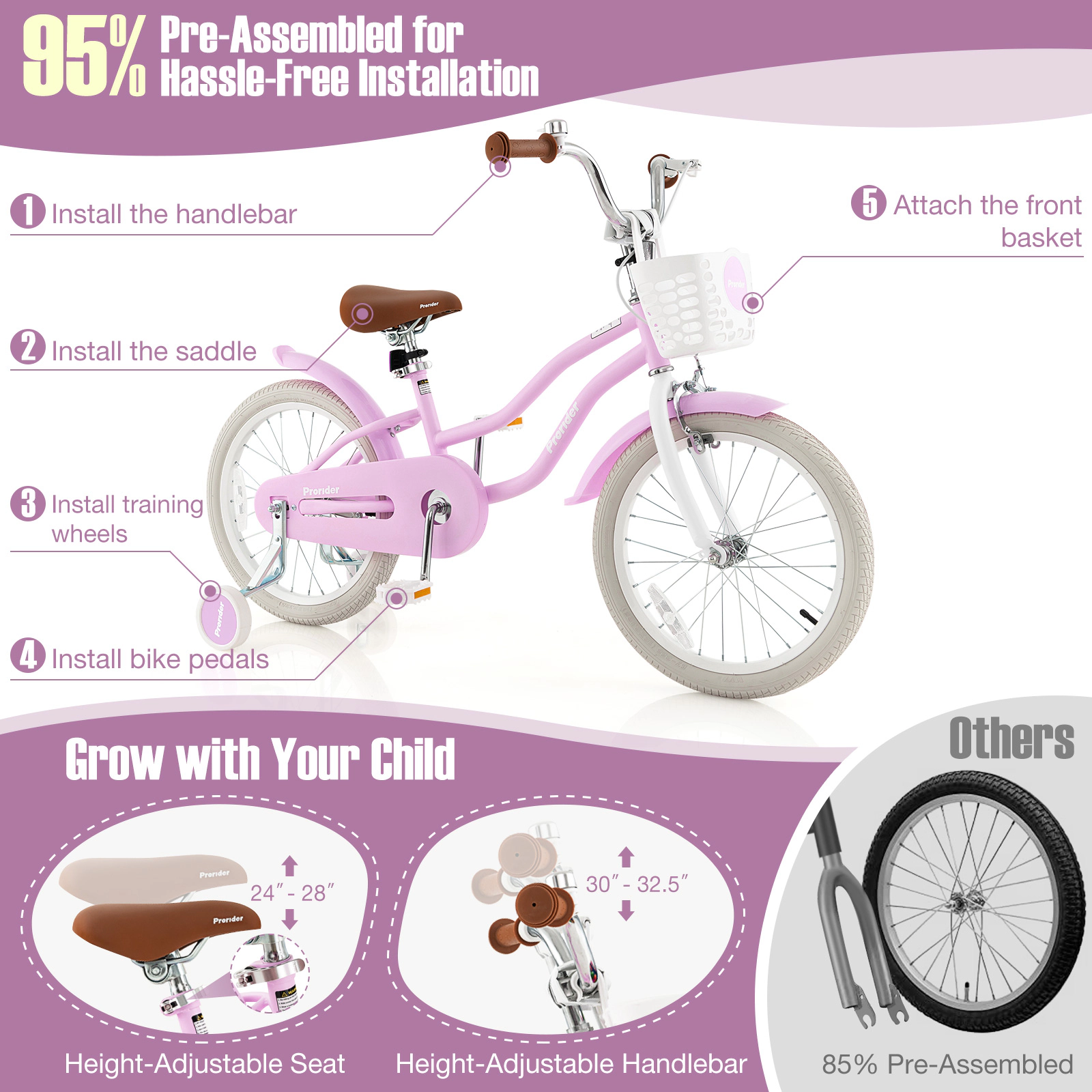 LJG Adjustable Kids Bike with 2 Brake System