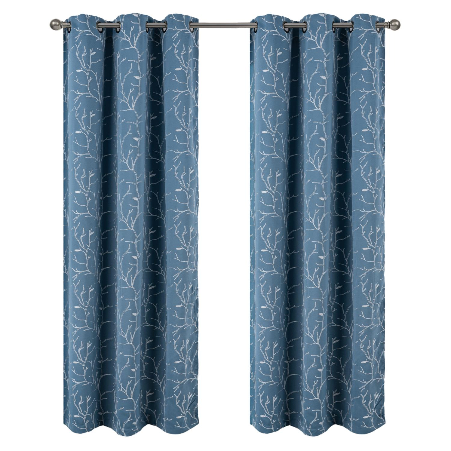 RT Designer Collection Luciana Embroidered Blackout Luxurious Decorative Grommet Curtain Panel 54" x 90" Wedgwood
