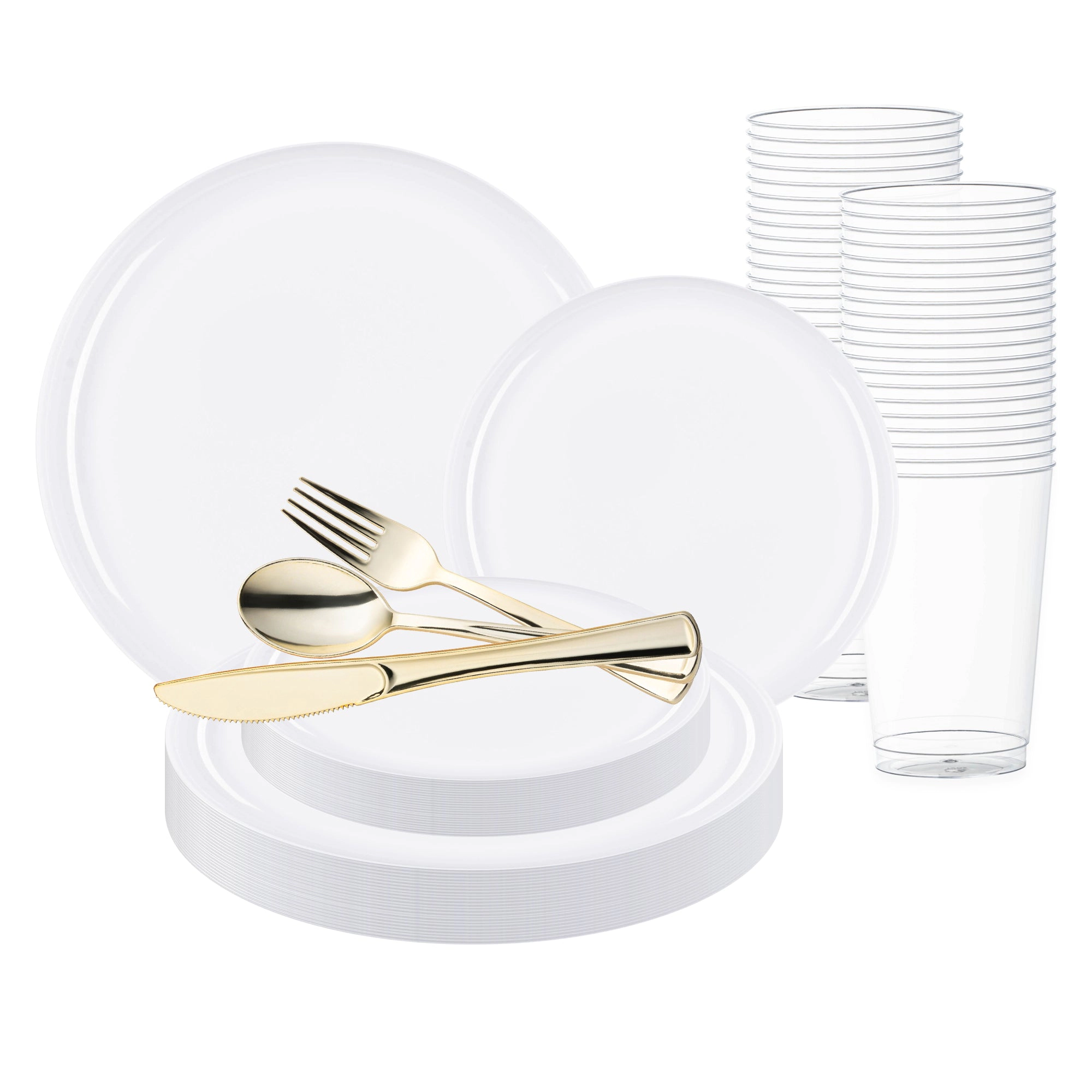 Smarty Had A Party White Flat Round Disposable Plastic Wedding Value Set