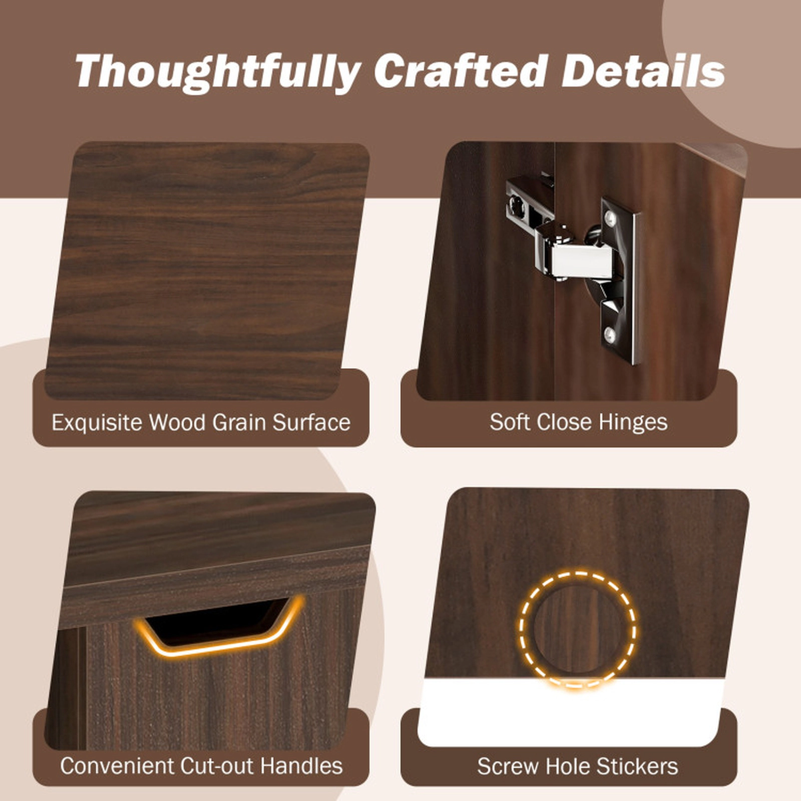SUGIFT Foldable Coffee Table with Storage Cabinet Extendable Center Tabletop 155-lb Capacity Walnut