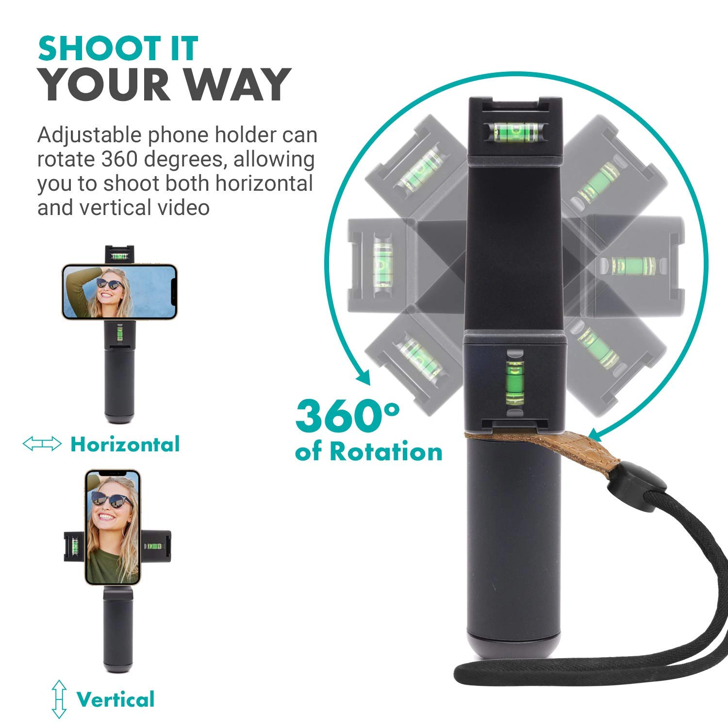 Movo PR-3 Rotating Smartphone Grip Handle Rig with Vertical and Horizontal Positions