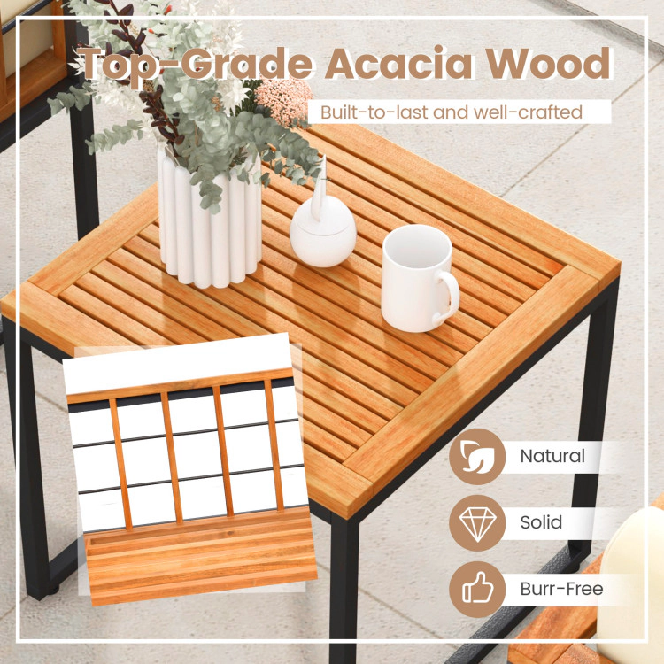 Hivvago 3 Pieces Patio Chair Set Acacia Wood Outdoor Sofa Set With Soft Cushions