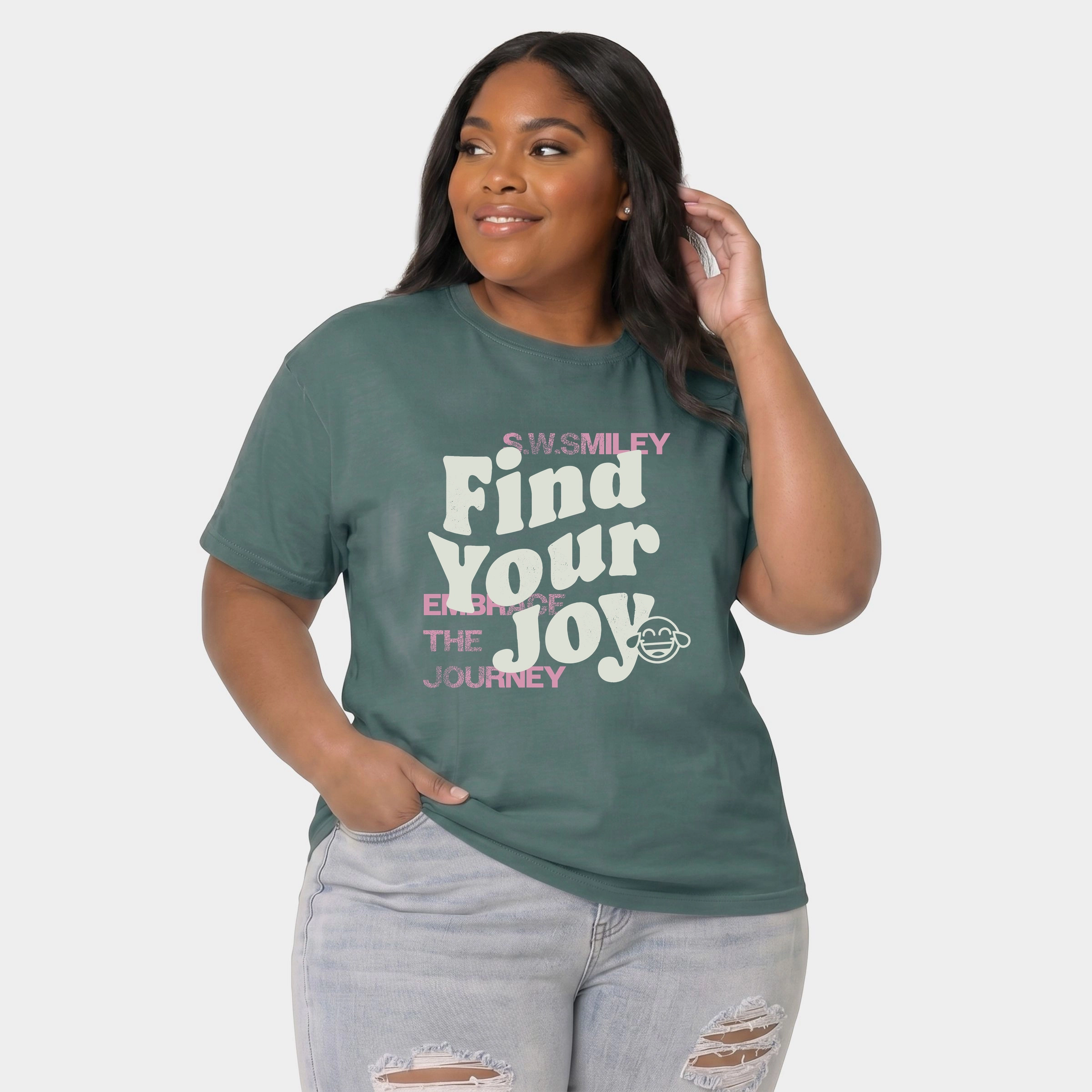 Simply Sage Market - Women's Plus Garment Dyed Tee S.W.Smiley Find Your Joy