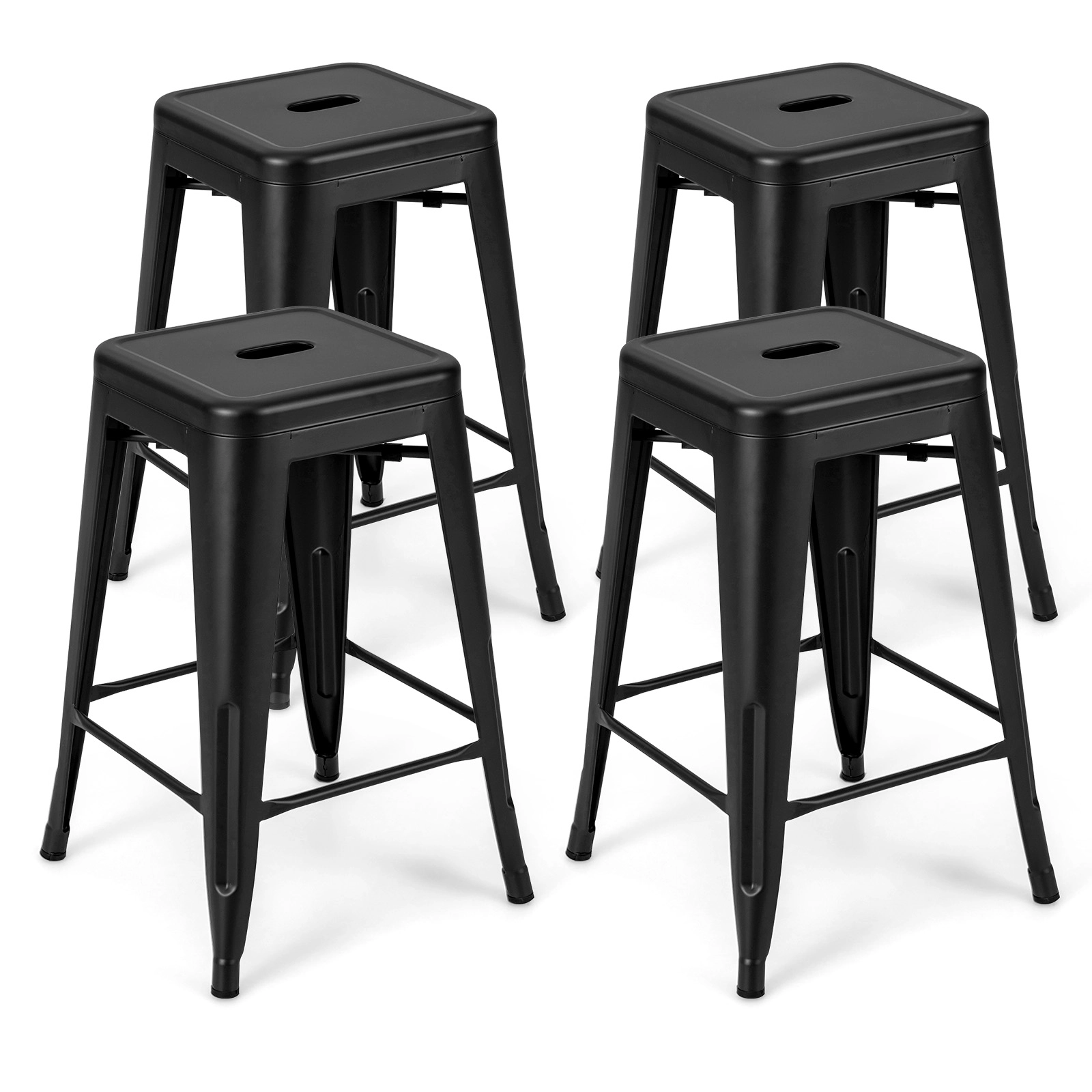 Glintex 4-Piece 24-Inch Stackable Metal Counter Stool Set with Footrest