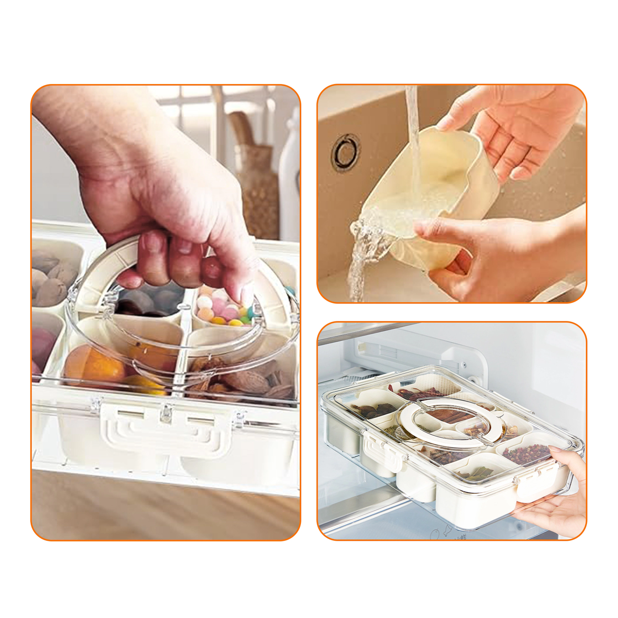 Cheer Collection Airtight Food Storage Container with 8 Removable Baskets and Foldable Handle
