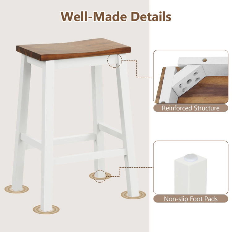 Hivvago 24.5-Inch Set Of 4 Saddle Stools Bar Stools With Footrests For Kitchen Island