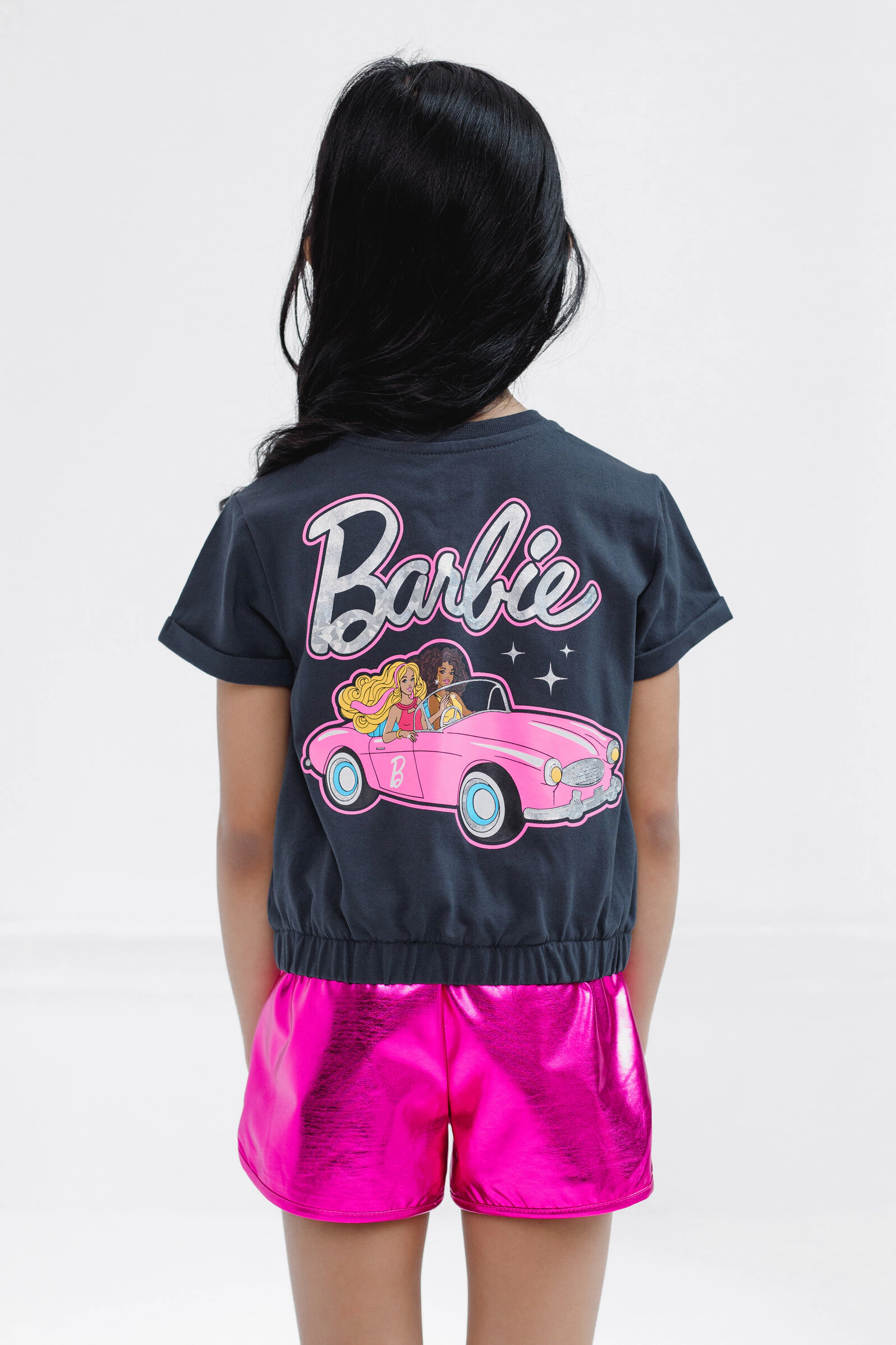 Barbie Girls' Cropped T-Shirt and Dolphin Shorts Set