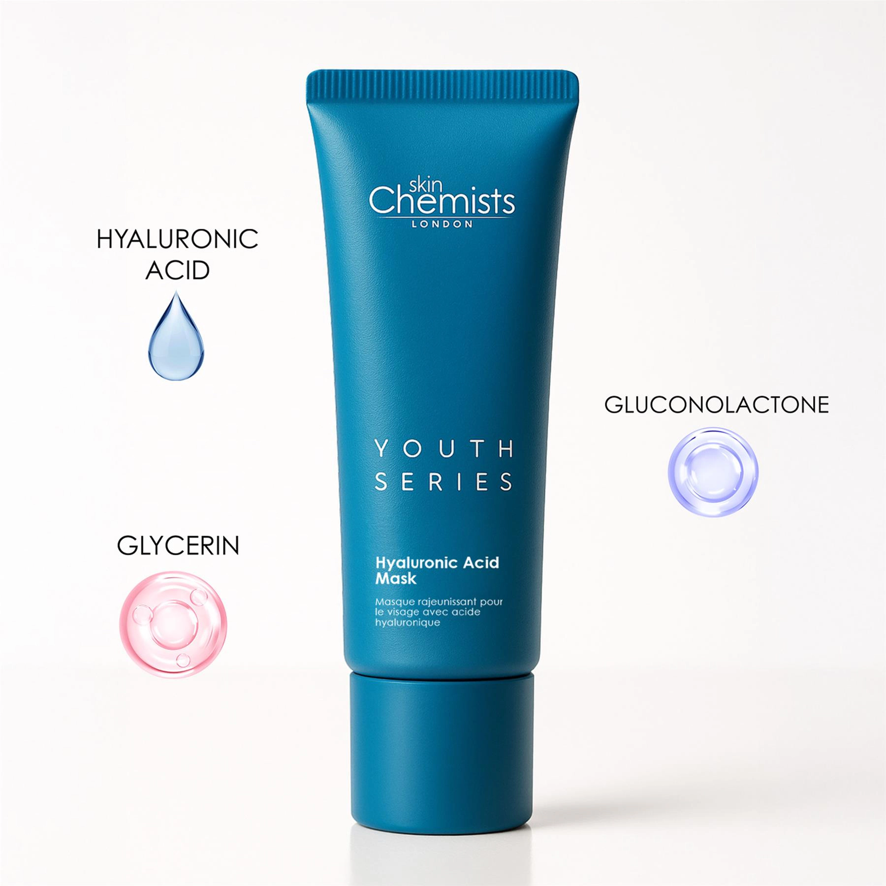 skinChemists Anti-Ageing Hyaluronic Acid Mask 50ml - Hydrating Treatment for Fine Lines, Wrinkles & Dryness