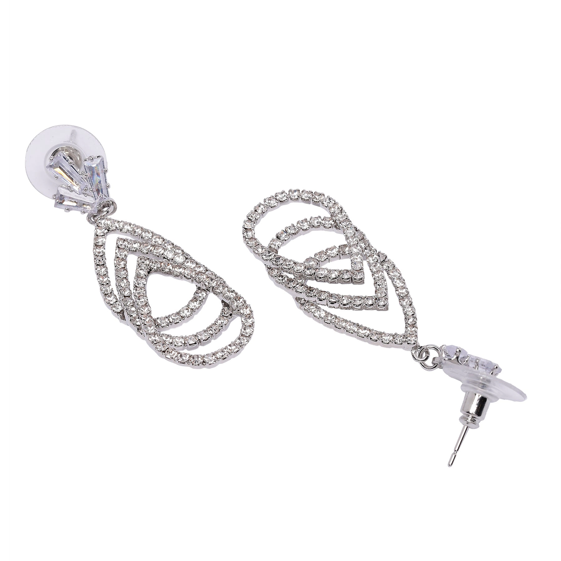 AGP PARIS Womens Gleaming Three-Tiered Diamond Drop Earrings