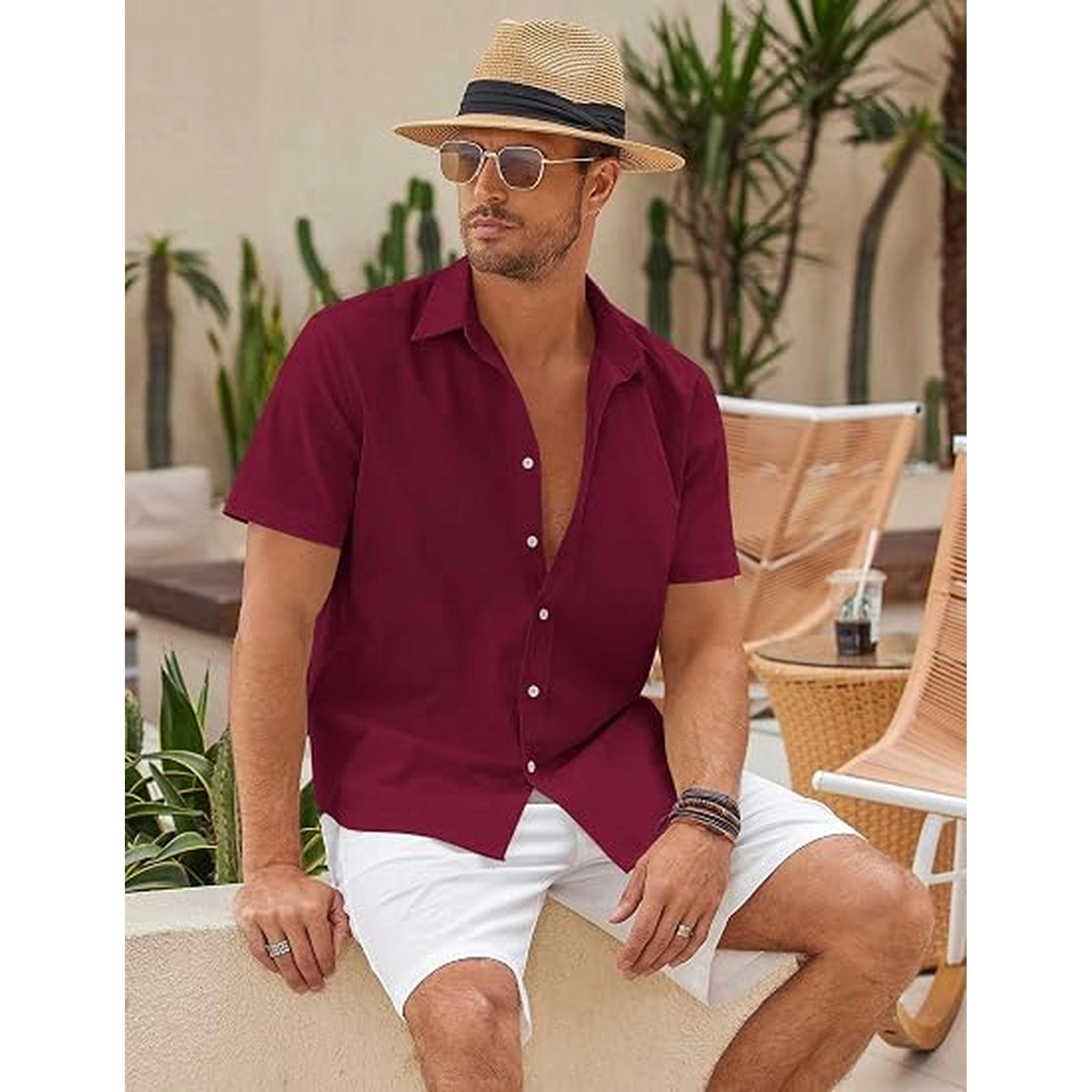 COOFANDY Men's Regular Fit Short Sleeve Camp Shirt