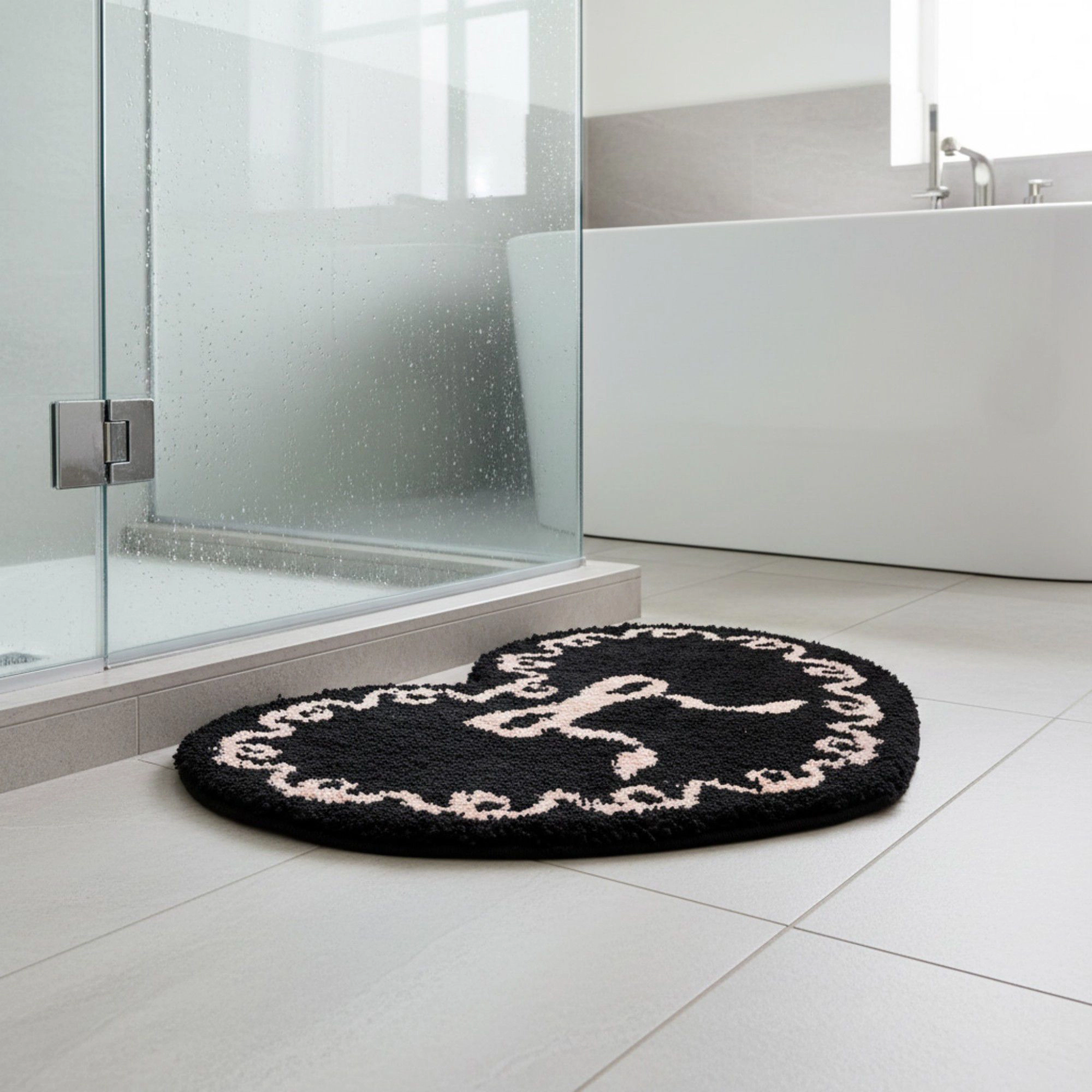 Alilang Unisex Heart Shaped Decorative Floor Mat Soft Plush Accent with Non Slip Backing