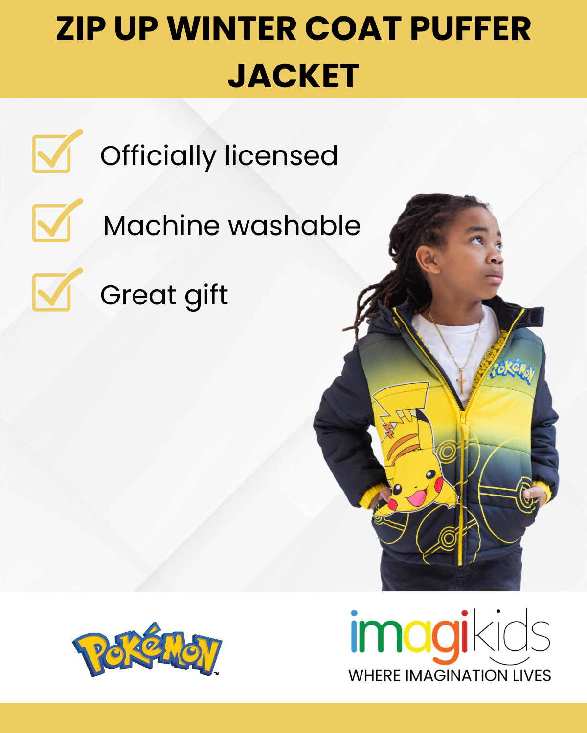Pokemon Boys' Hooded Puffer Jacket