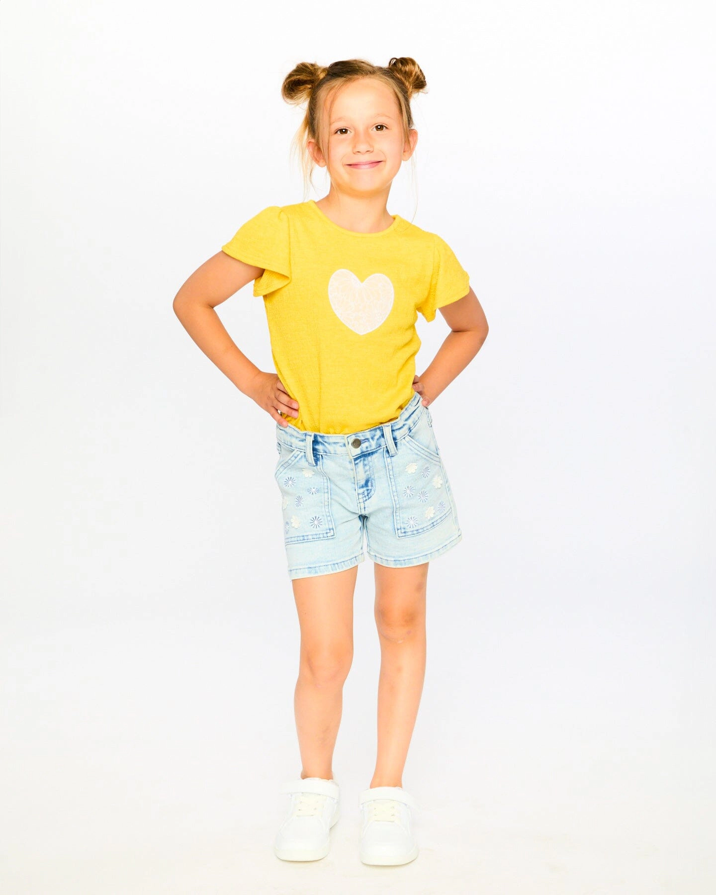 Deux par Girls Denim Embroidered Shorts