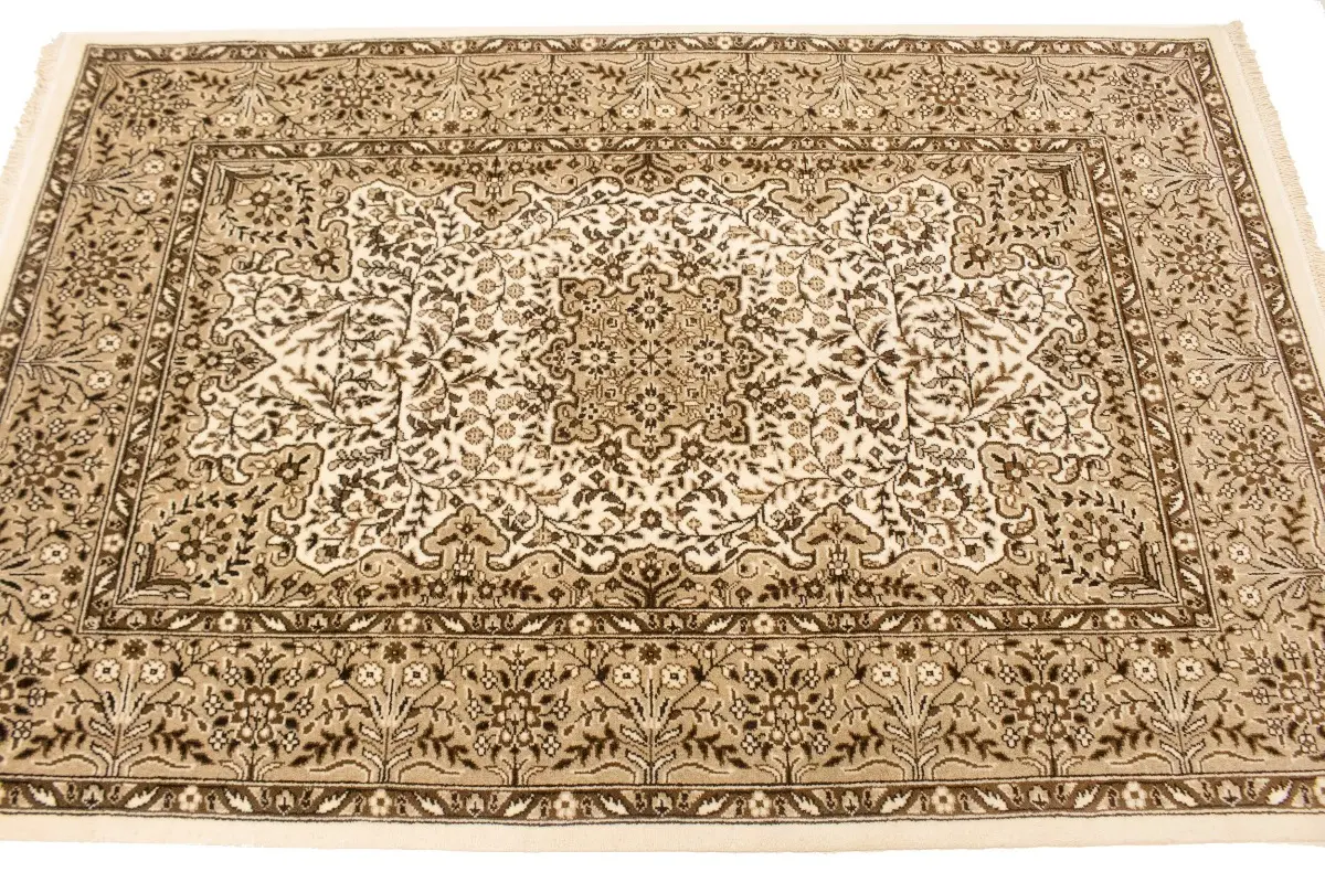 Magic Rugs 3'11 X 6'0 Cream Floral Hand Knotted Kirman Wool Rug