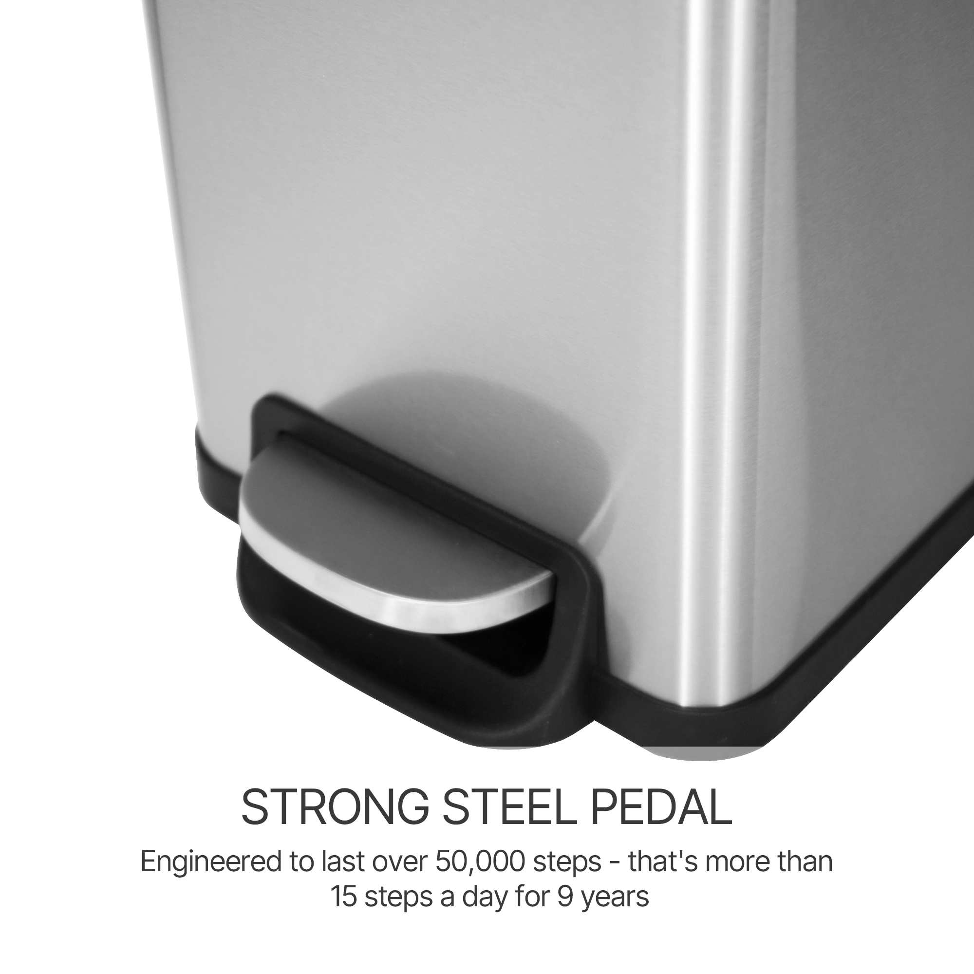 Innovaze 12 Gal./ 45 Liter  Slim Stainless Steel Step-on kitchen Trash Can