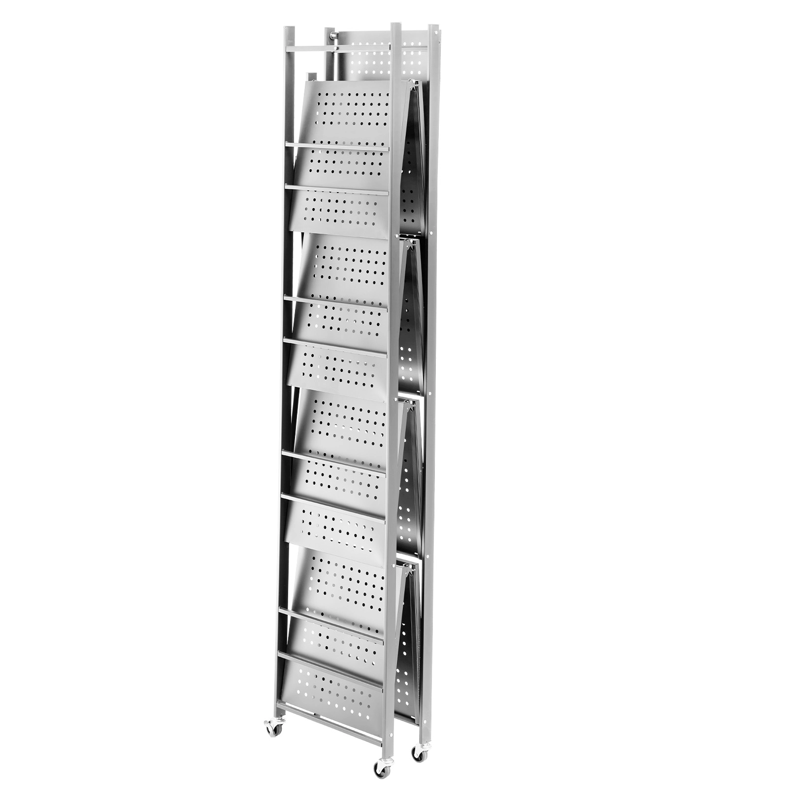 Flynama XJ Folding Storage Shelf with Wheels 5-Tier No Assembly Organizer Shelf Grey