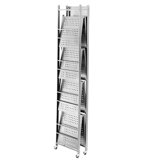 Flynama XJ Folding Storage Shelf with Wheels 5-Tier No Assembly Organizer Shelf Grey