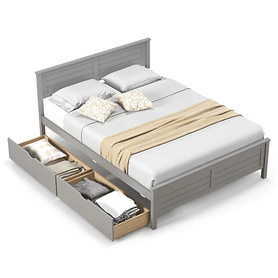 SlickBlue Full Bed Frame with Wood Headboard & Storage Drawers