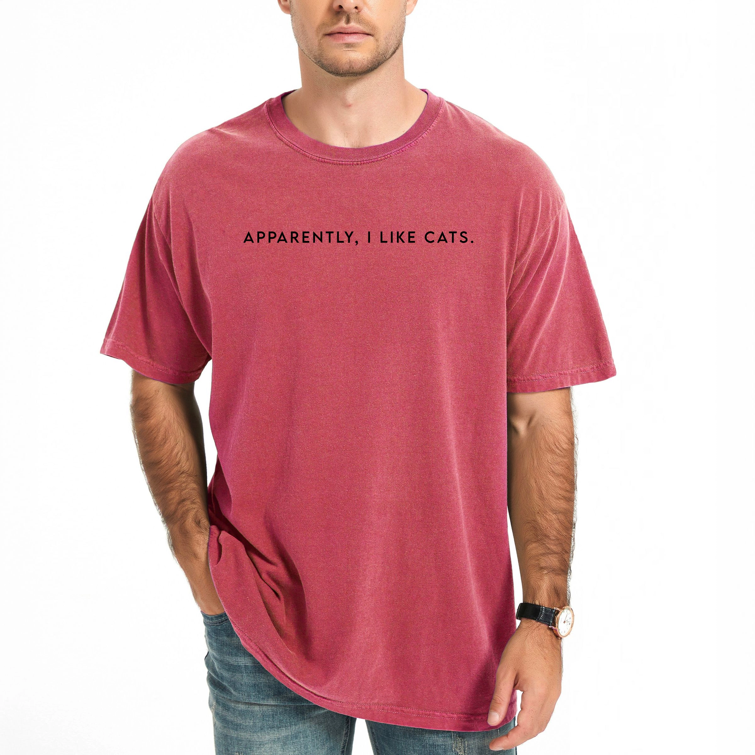 Simply Sage Market - Apparently, I Like Cats Men's Garment Dyed Graphic T-Shirt