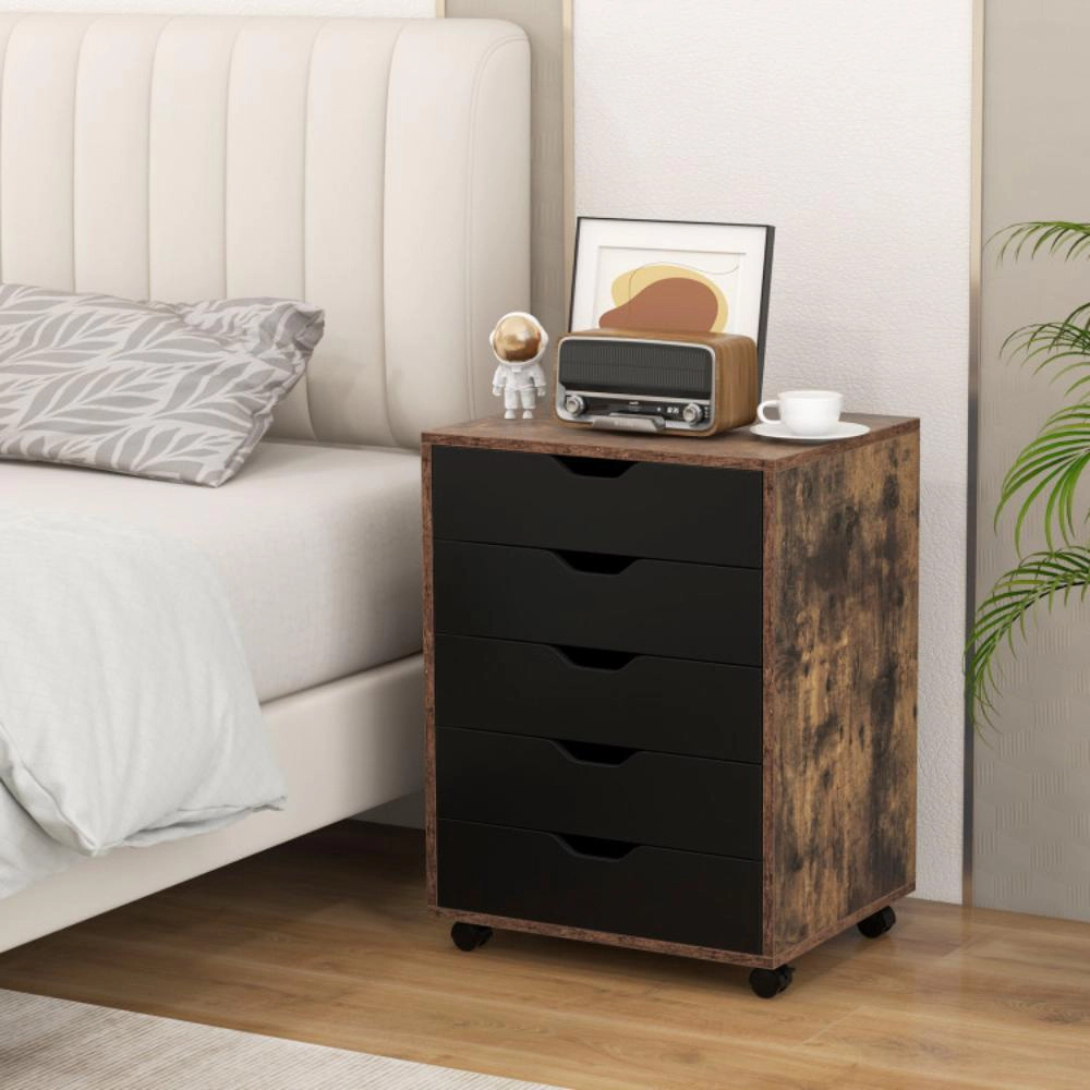Hivvago 5 Drawer Mobile File Cabinet with Wheels for Living Room