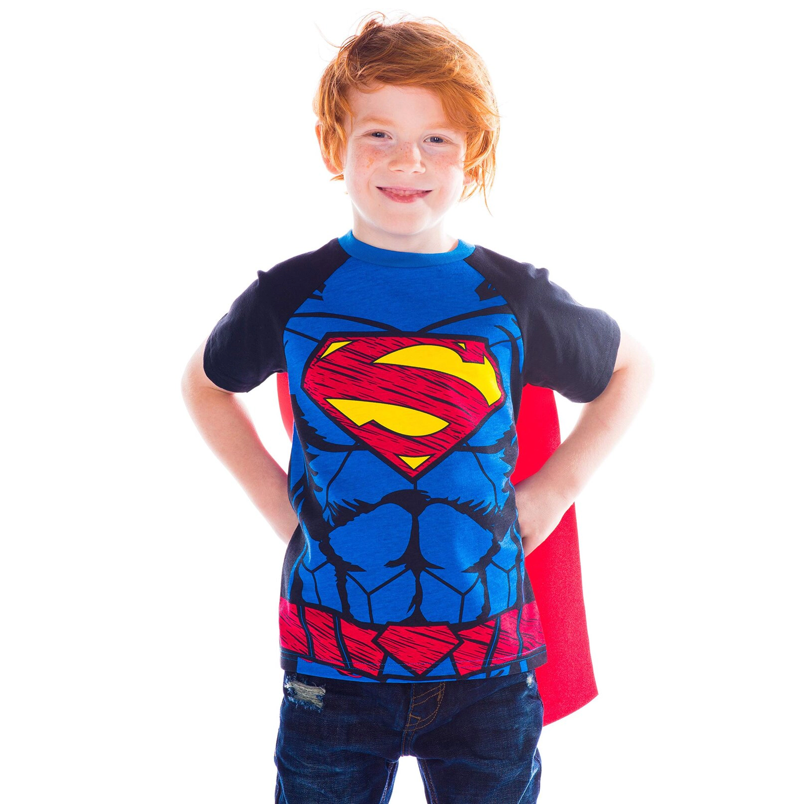 WARNER BROS Justice League Boys' Cosplay Tee with Detachable Cape