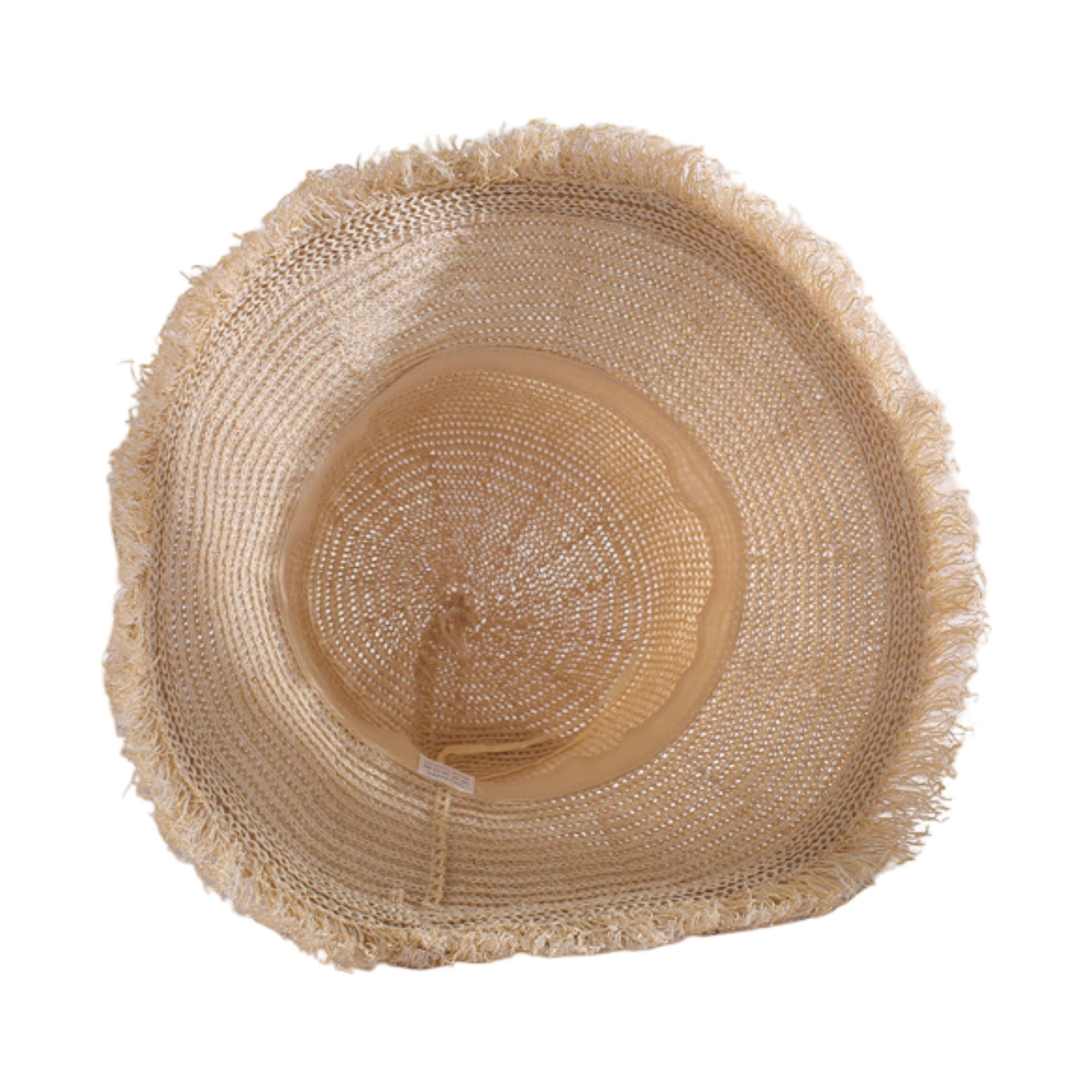 Anna-Kaci Women's Wide Brim Sun Hat with Frayed Edge and Lightweight Open Weave